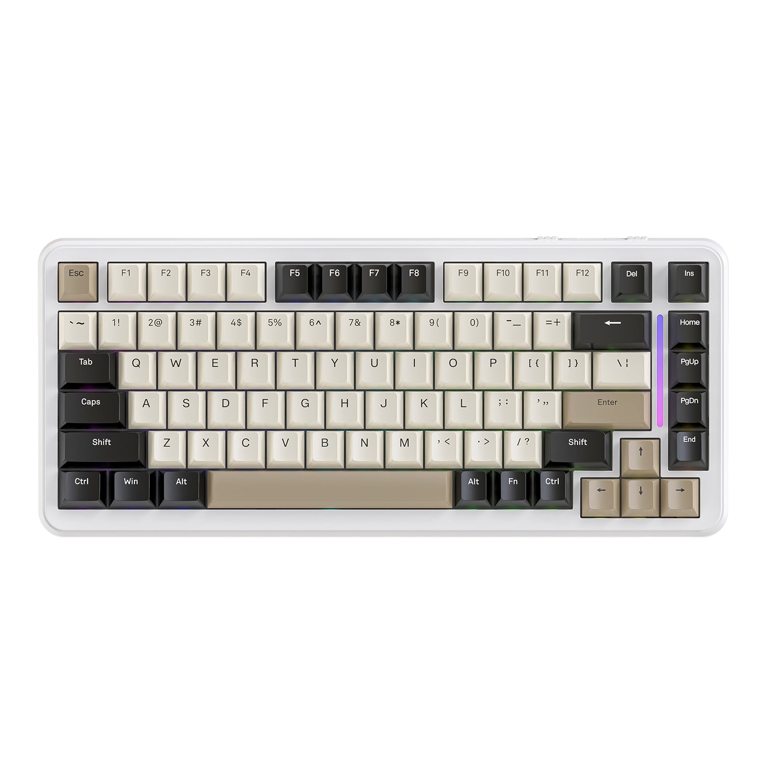 ATTACK SHARK M86 mechanical keyboard, 75% TKL layout, white and beige keycaps, RGB lighting