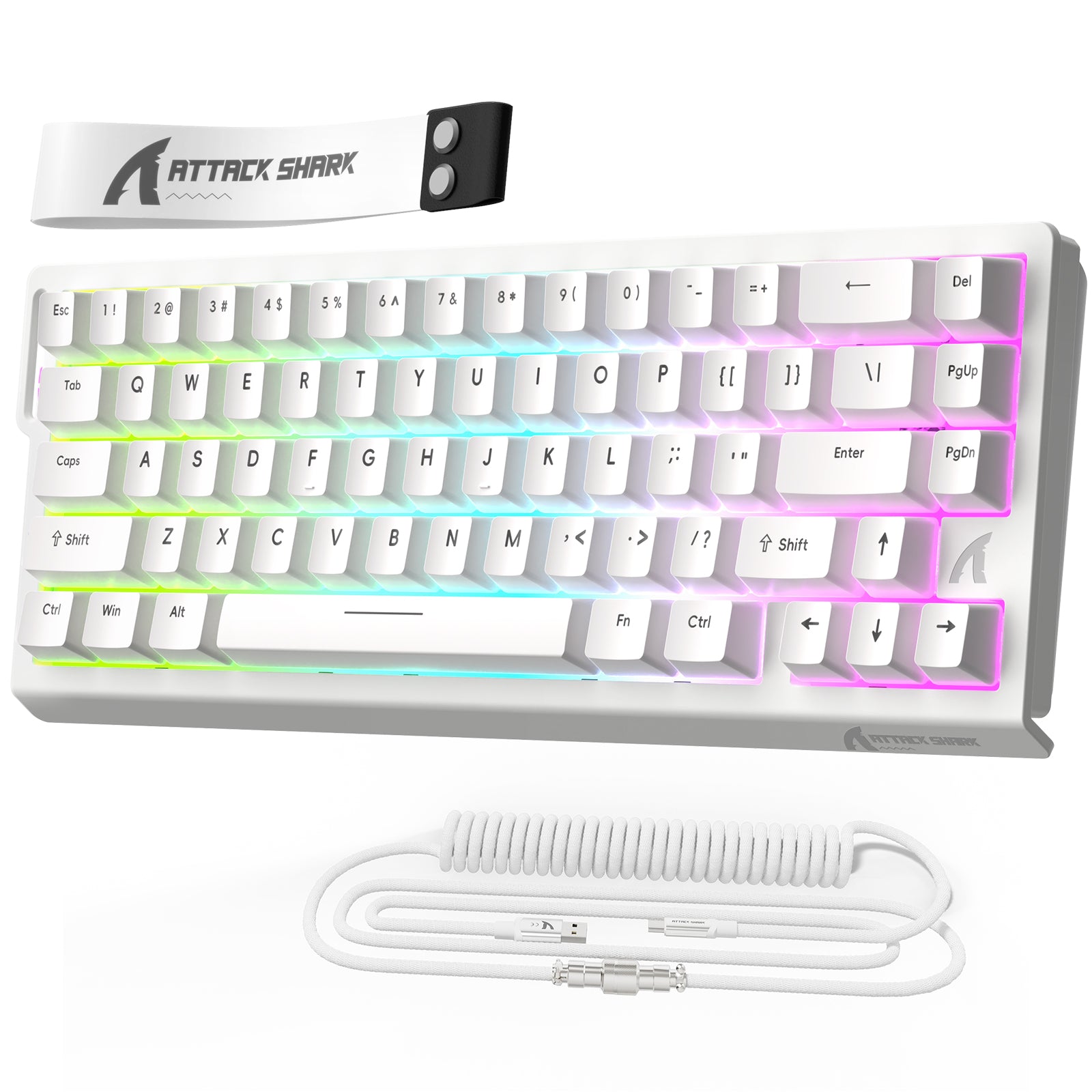 ATTACK SHARK X68 HE Rapid Trigger Tastatur Magnetischer Schalter mit C01PRO Spiralkabel