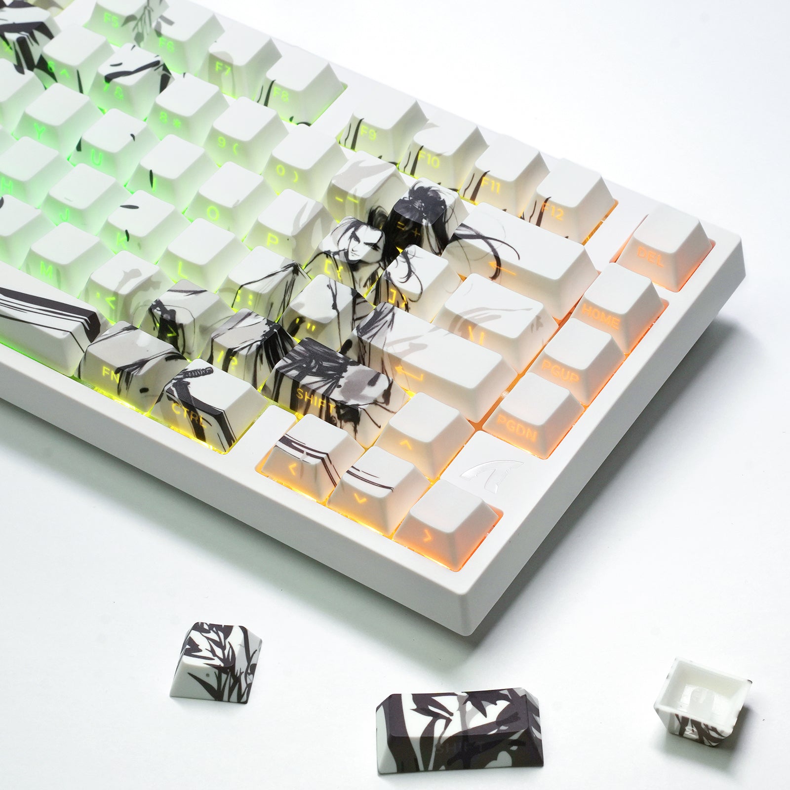 ATTACK SHARK SK02, 129 Tasten, seitlich bedruckte PBT-Tastenkappen, ANSI/ISO, fahrender Ritter