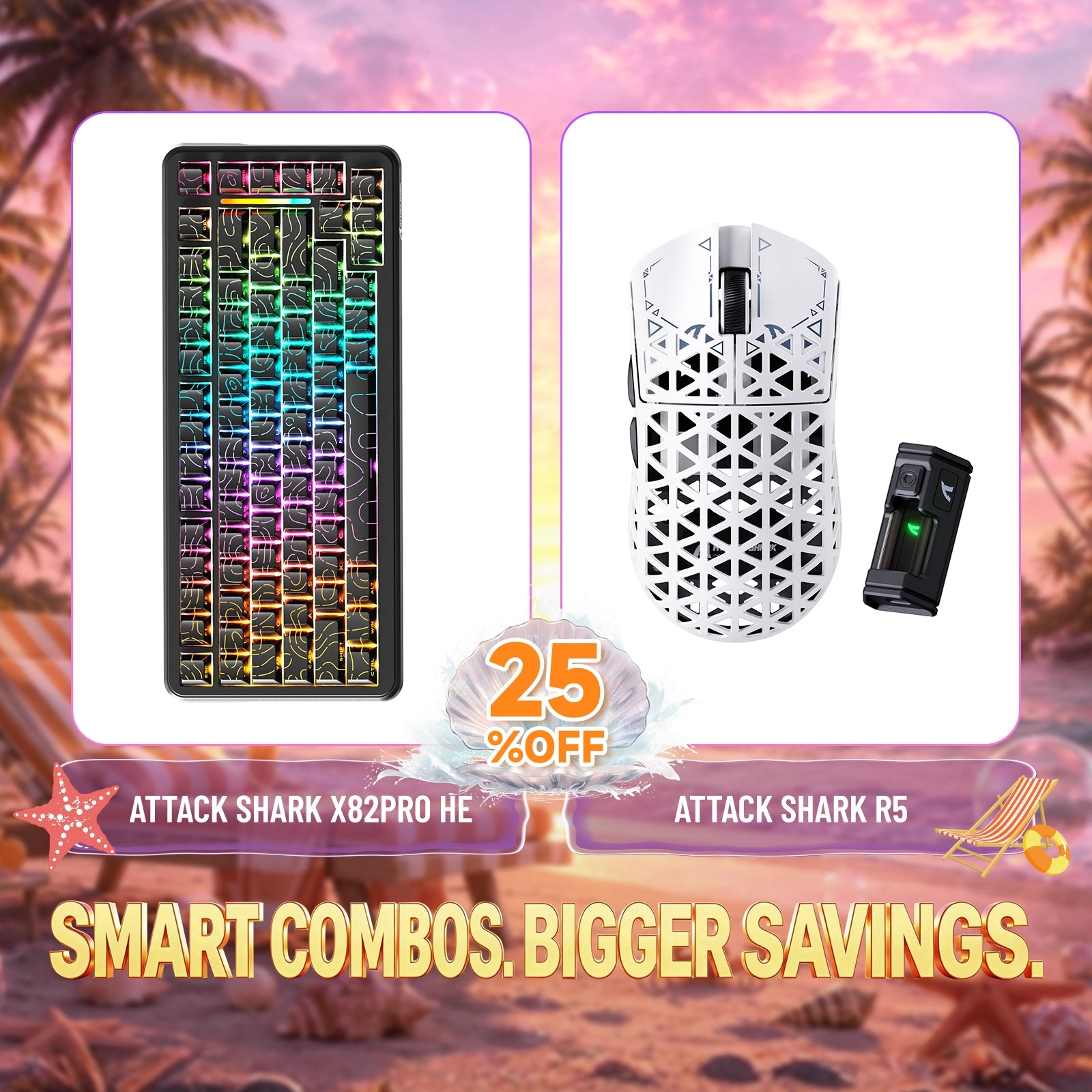 ATTACK SHARK X82PRO HE Rapid Trigger Tastatur + R5 Carbonfaser Kabellose Gaming-Maus Bundle
