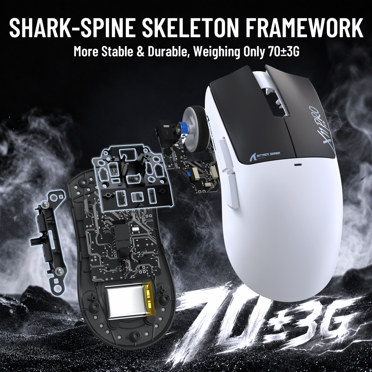 ATTACK SHARK X11 PRO V2 Kabellose Gaming-Maus mit TFT-Display, Ladestation und C06 Spiralkabel