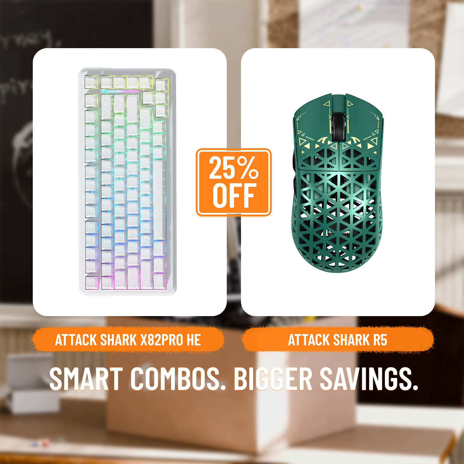 ATTACK SHARK X82PRO HE Rapid Trigger-Tastatur + R5 Carbon Fiber Wireless Gaming-Maus im Bundle