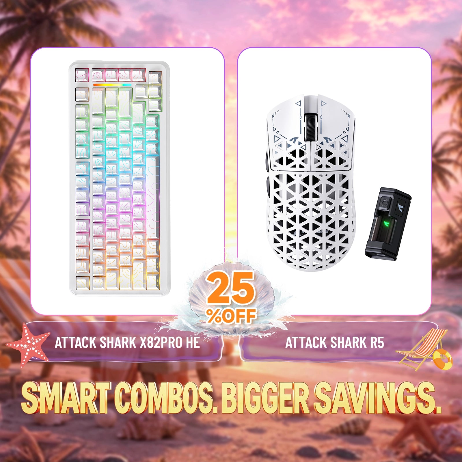 ATTACK SHARK X82PRO HE Rapid Trigger Tastatur + R5 Carbonfaser Kabellose Gaming-Maus Bundle