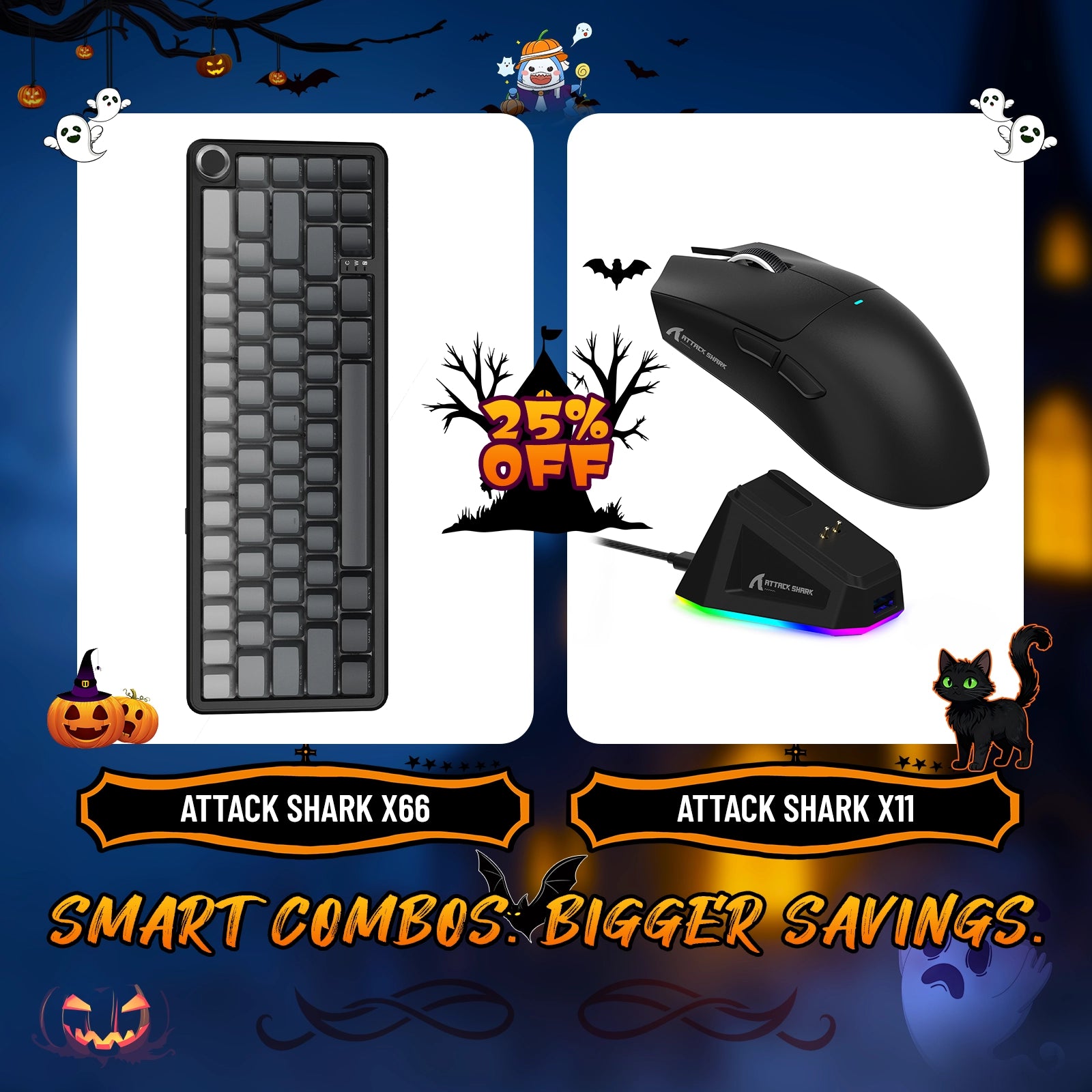 ATTACK SHARK X66 Wireless Mechanical Keyboard + X11 Wireless Gaming Mouse