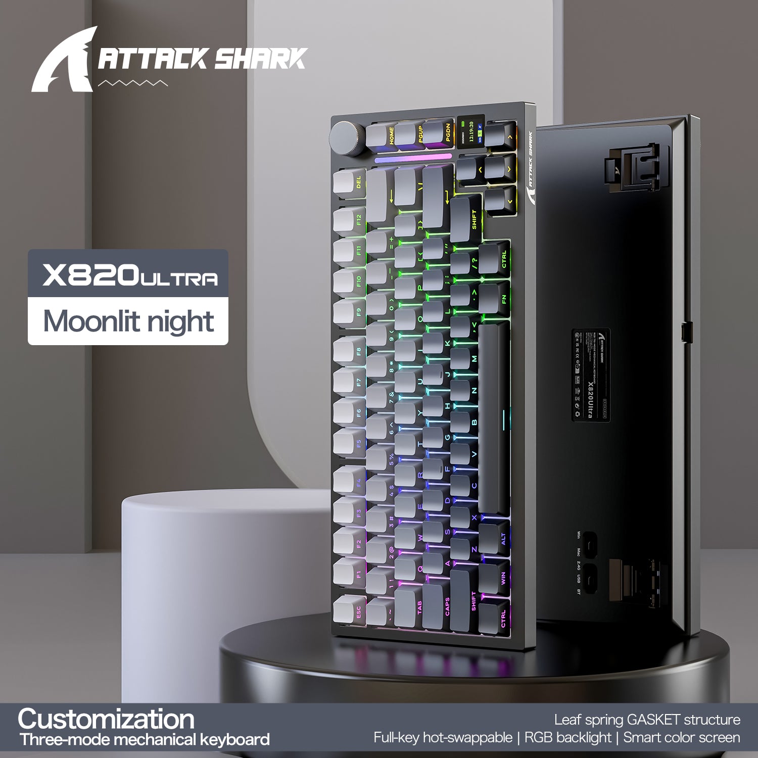 ATTACK SHARK X820Ultra Tri-Mode-Dichtungs-Mechanische Tastatur