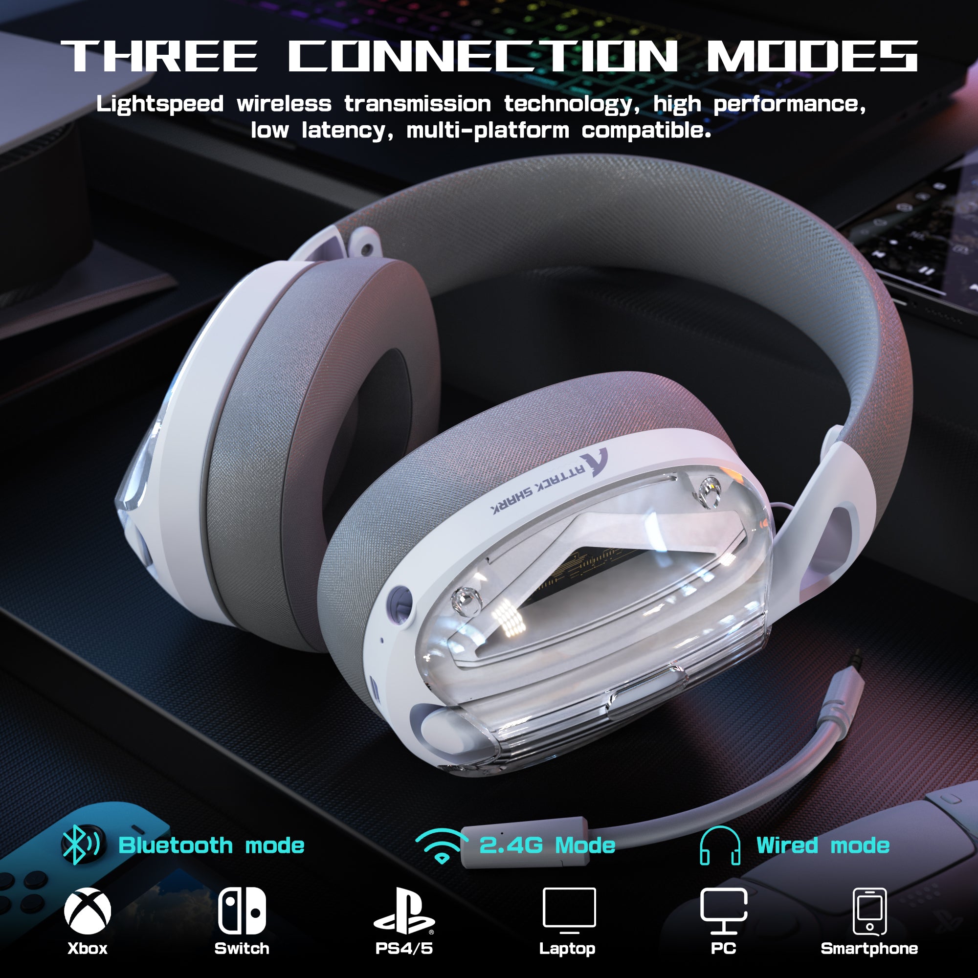 ATTACK SHARK L60 Ultraleichtes Tri-Mode-Gaming-Headset