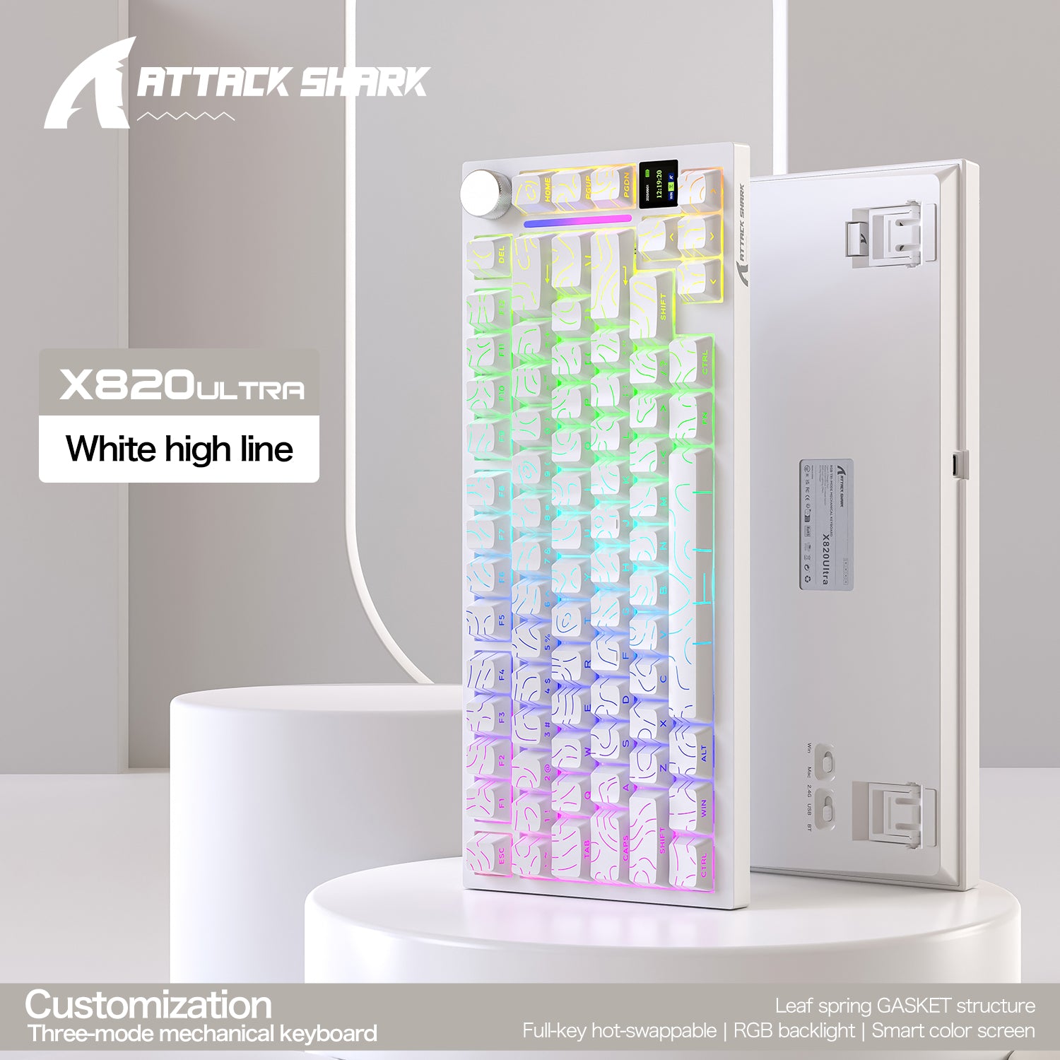ATTACK SHARK X820Ultra Tri-Mode-Dichtungs-Mechanische Tastatur