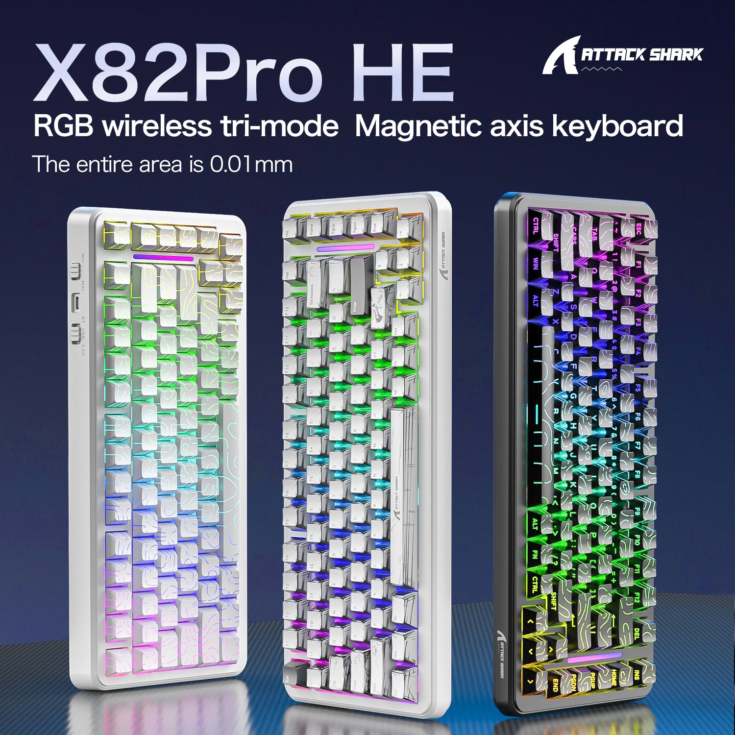ATTACK SHARK X82PRO HE Kabellose Rapid Trigger-Gaming-Tastatur mit Magnetschalter
