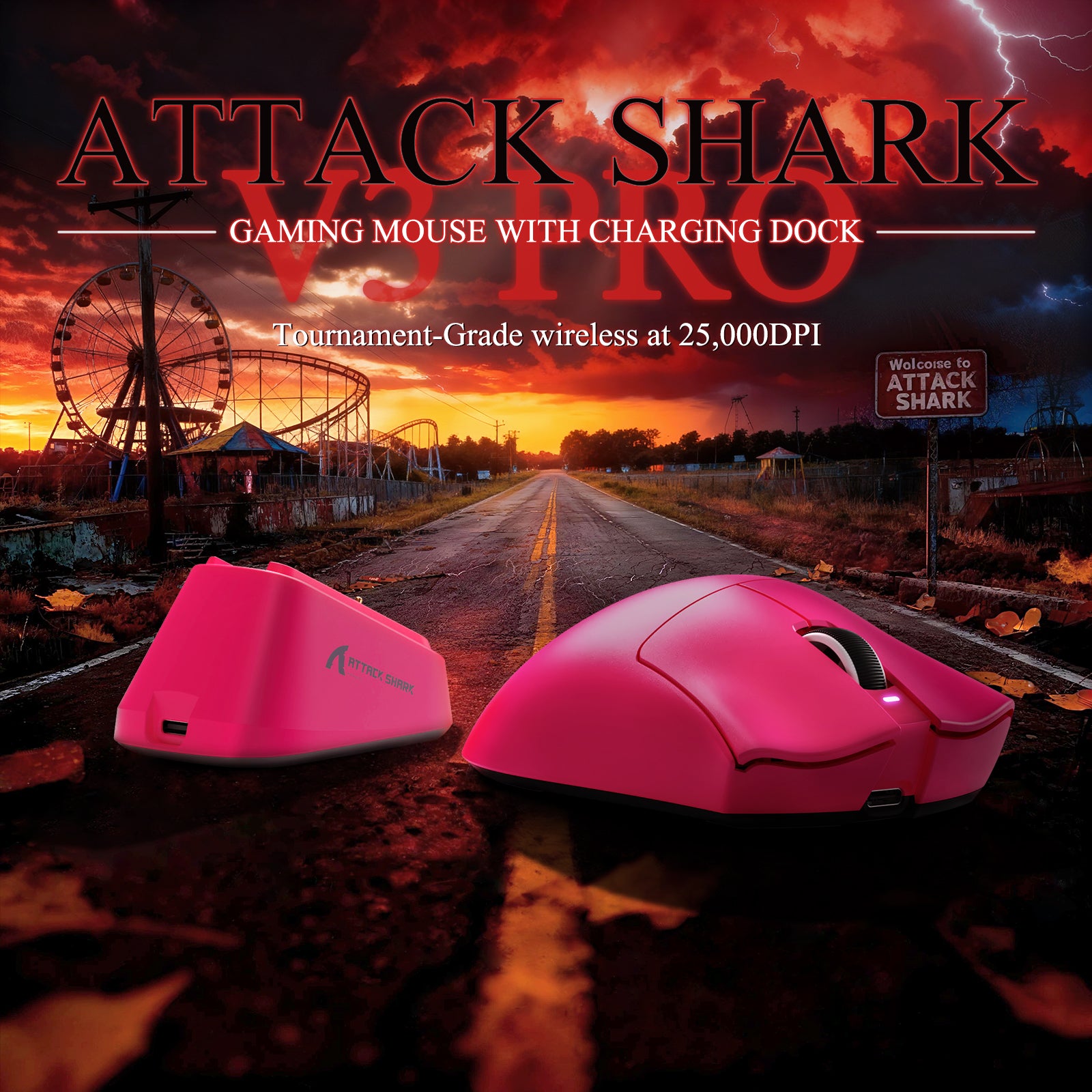 ATTACK SHARK V3PRO Ultraleichte Tri-Mode-Gaming-Maus mit Ladestation