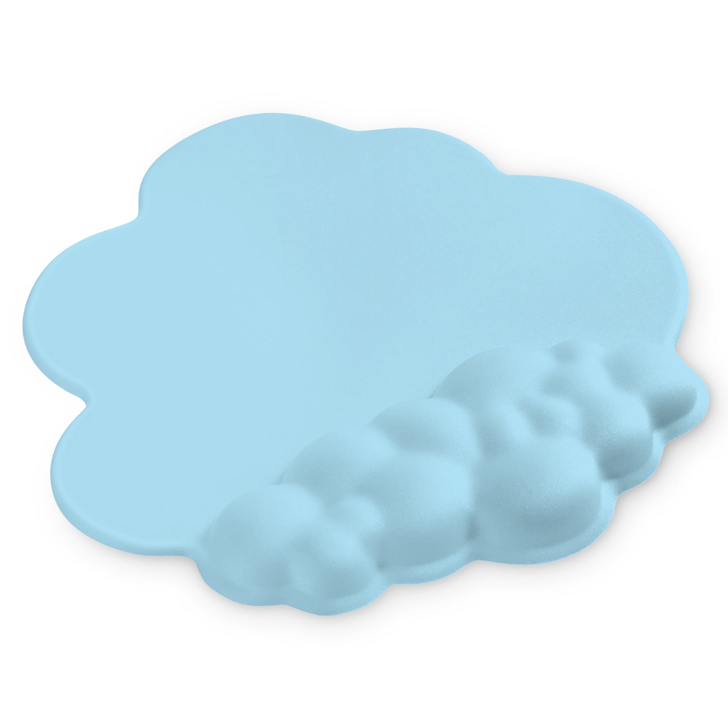 Light blue cloud mouse pad with ergonomic wrist support for comfort and reduced fatigue.