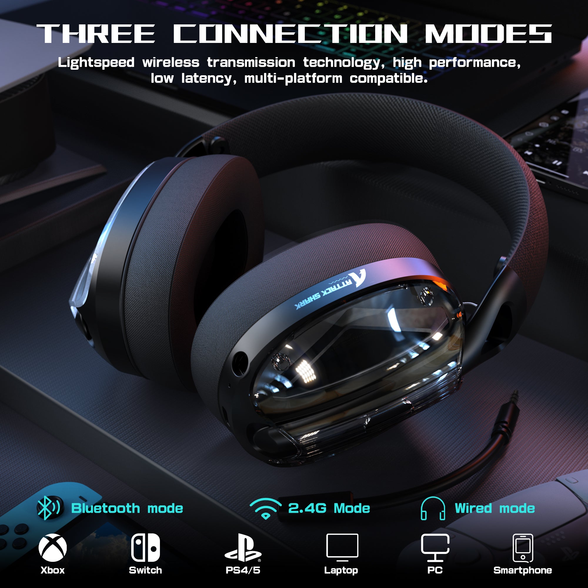 ATTACK SHARK L60 Ultraleichtes Tri-Mode-Gaming-Headset