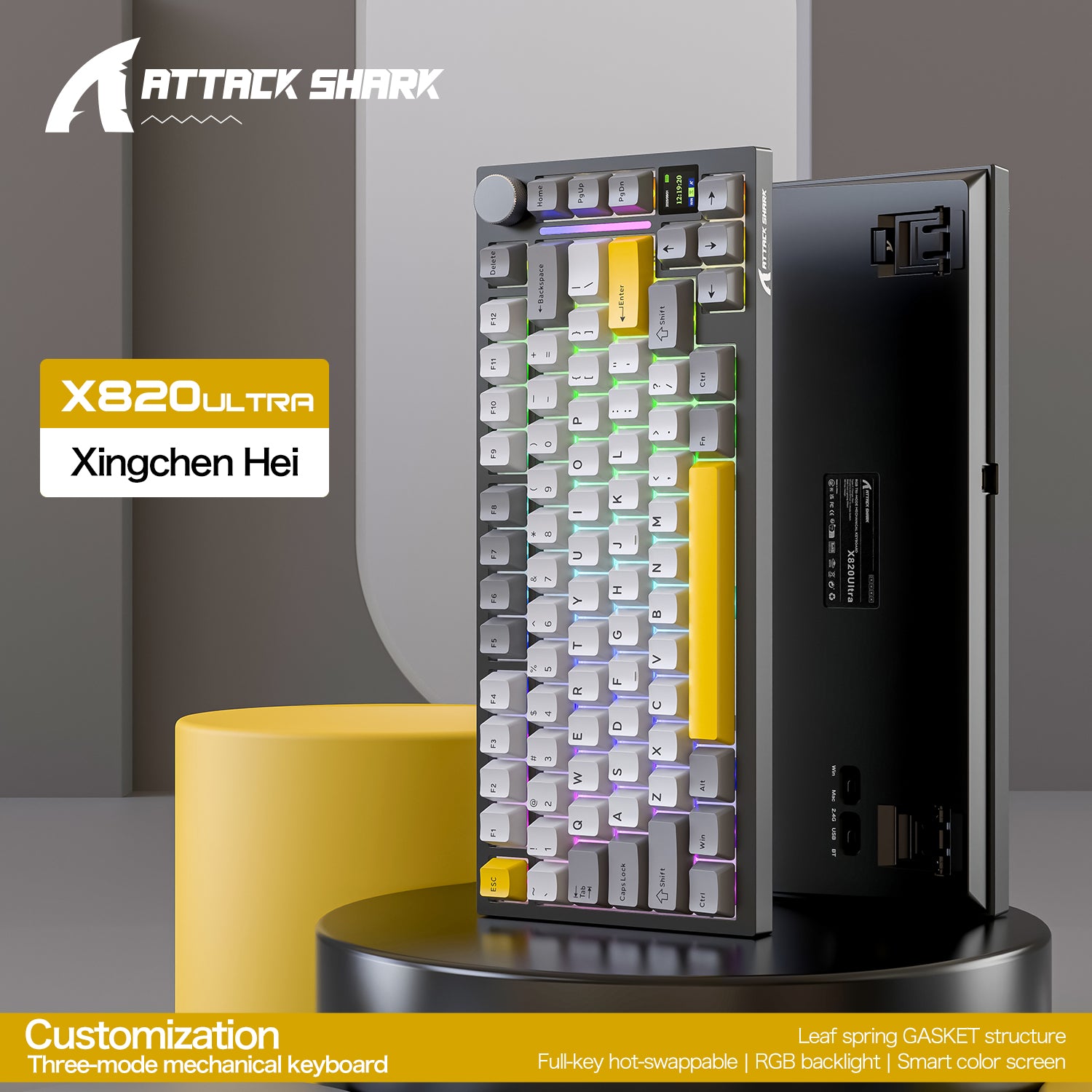 ATTACK SHARK X820Ultra Tri-Mode-Dichtungs-Mechanische Tastatur