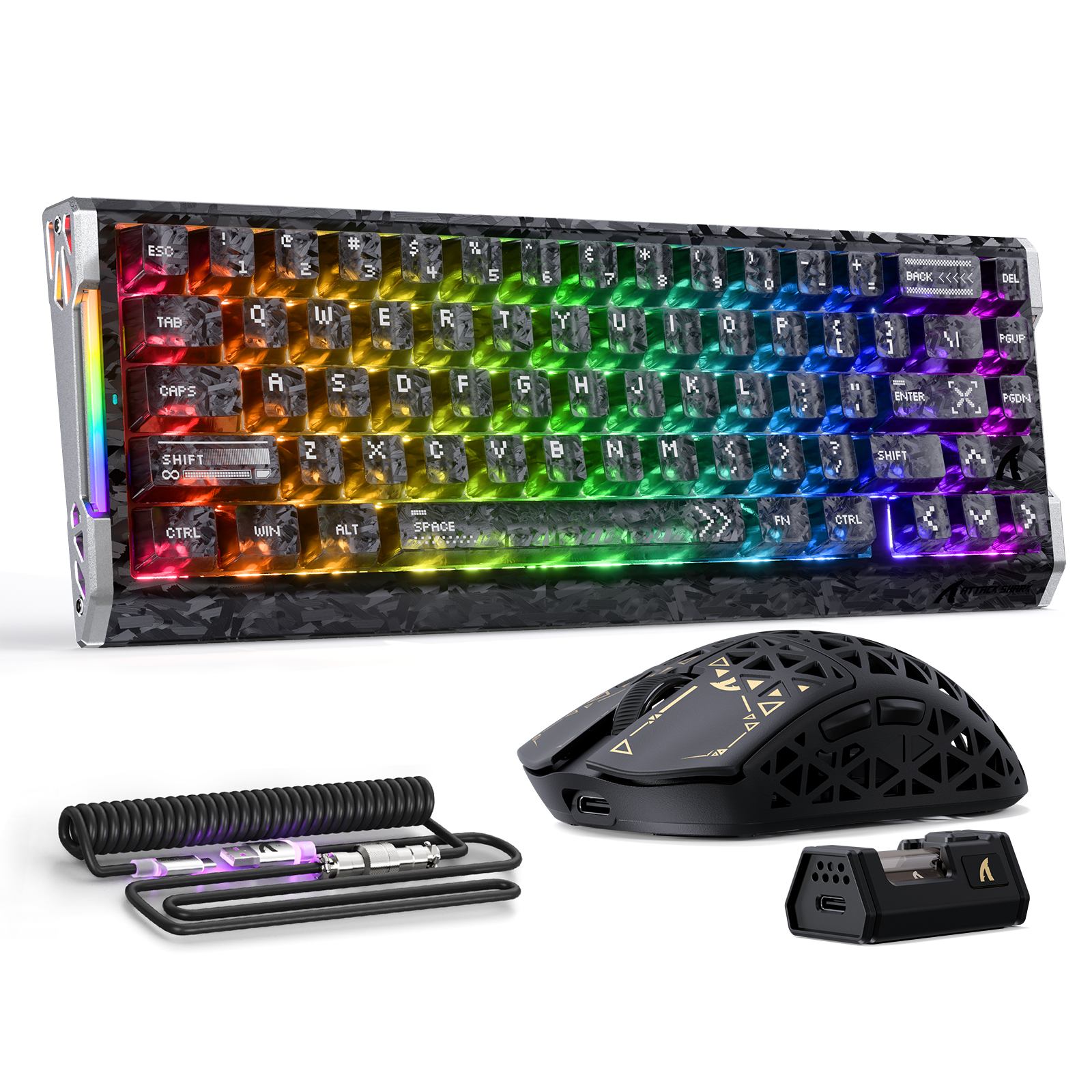 ATTACK SHARK R68 HE & R5 ULTRA Kohlefaser Gaming-Bundle mit C01 ULTRA Spiralkabel