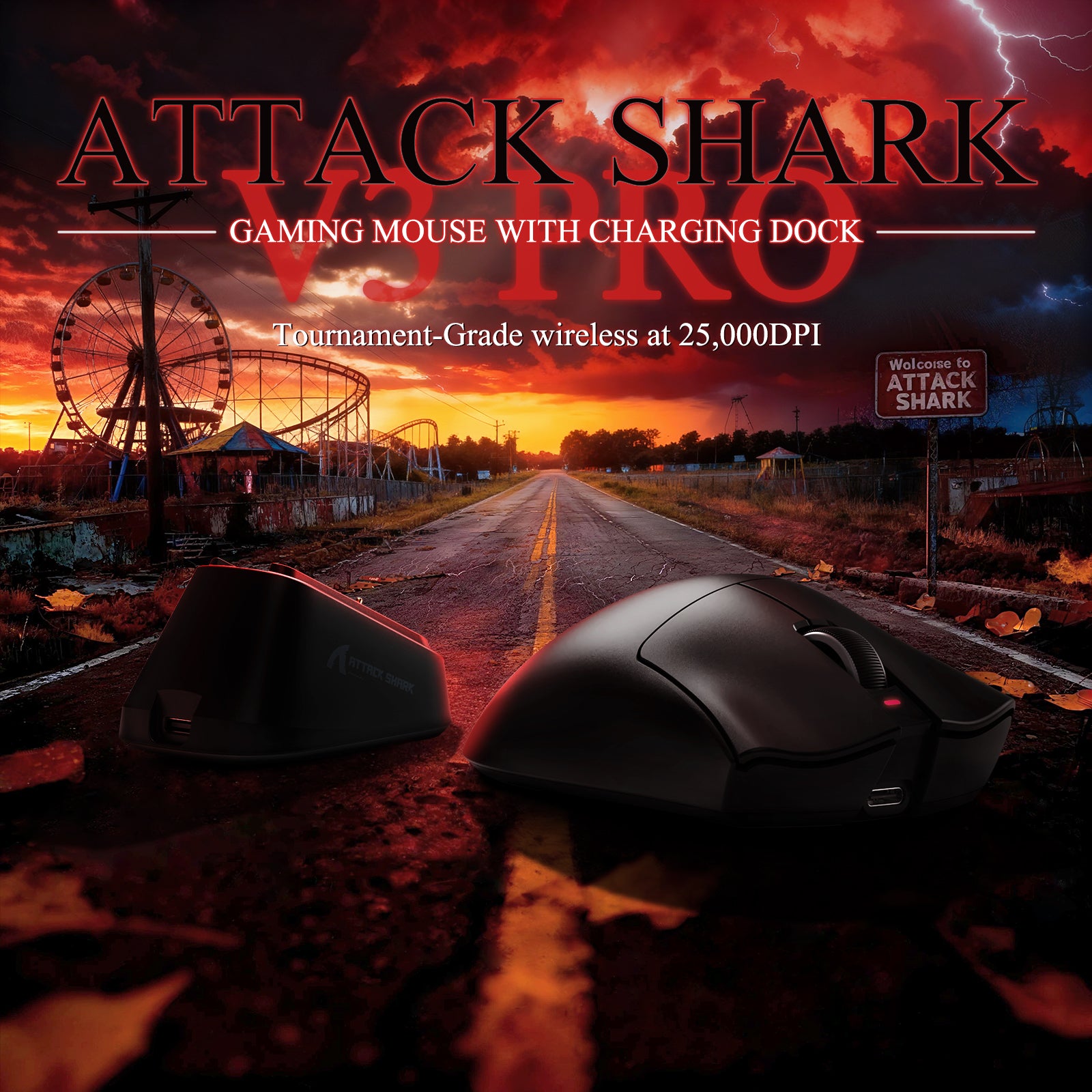 ATTACK SHARK V3PRO Ultraleichte Tri-Mode-Gaming-Maus mit Ladestation