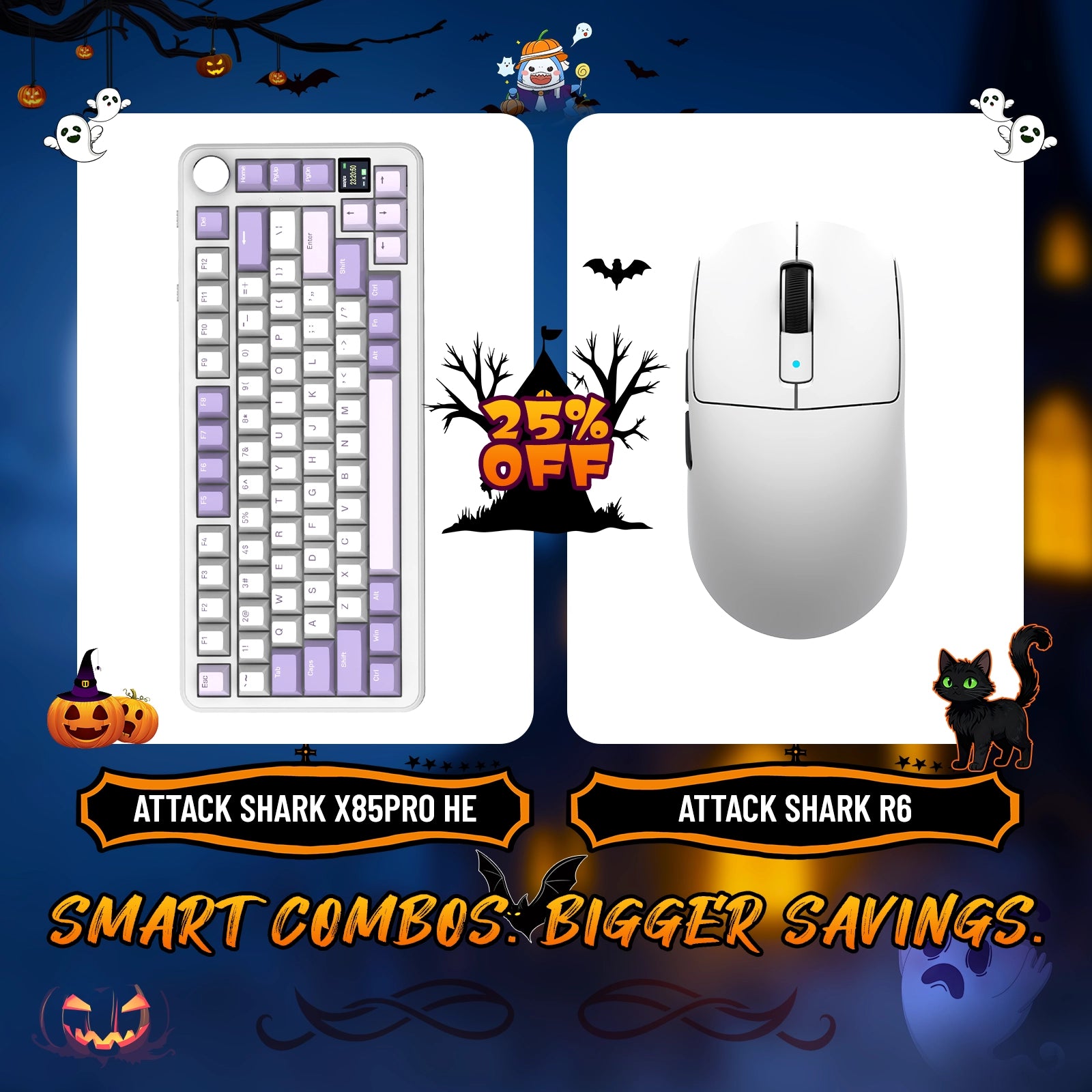 ATTACK SHARK X85PRO Tri-mode Gasket Mechanical Keyboard + R6 Wireless Gaming Mouse Bundle