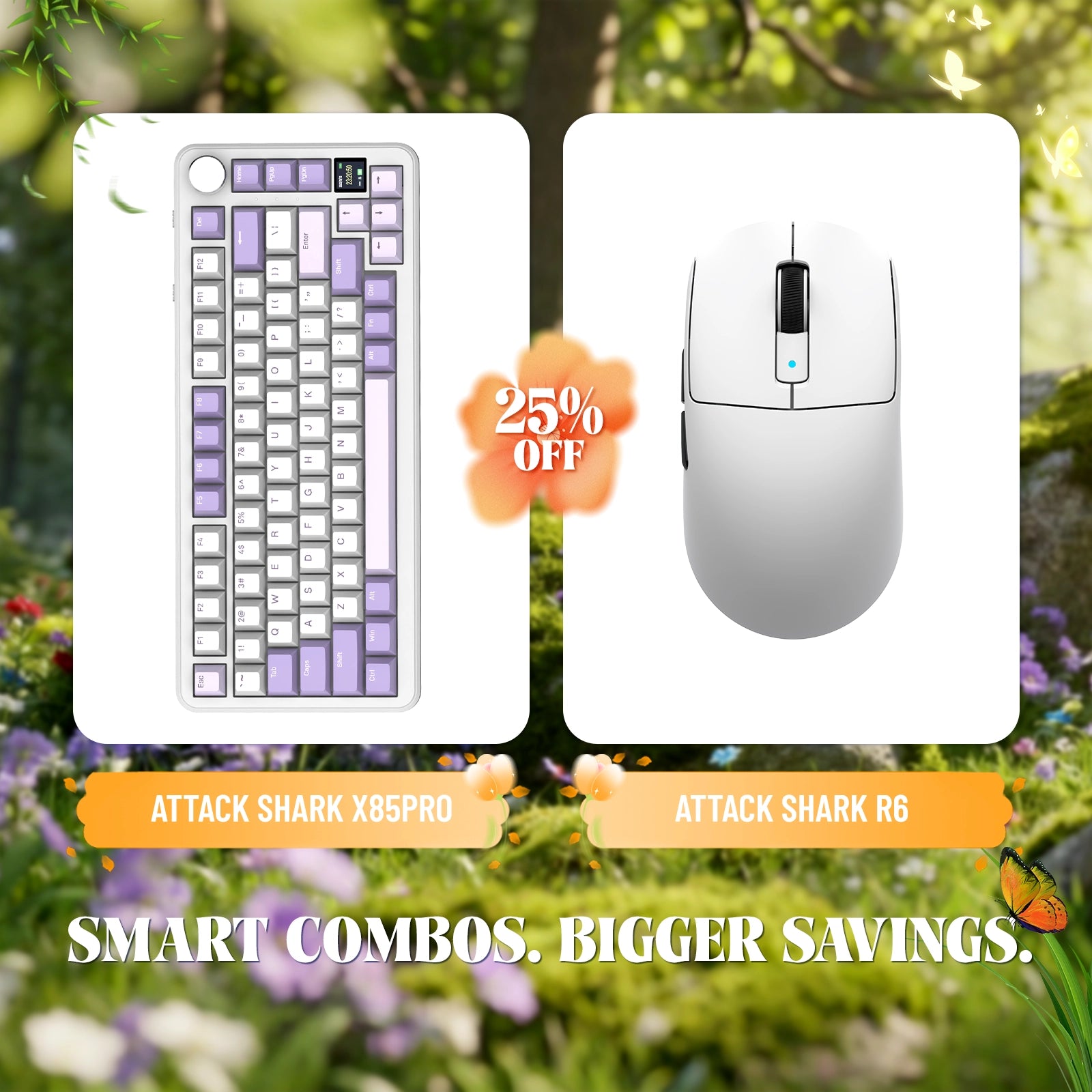 ATTACK SHARK X85PRO Tri-Mode Gasket Mechanische Tastatur + R6 Kabellose Gaming-Maus im Bundle