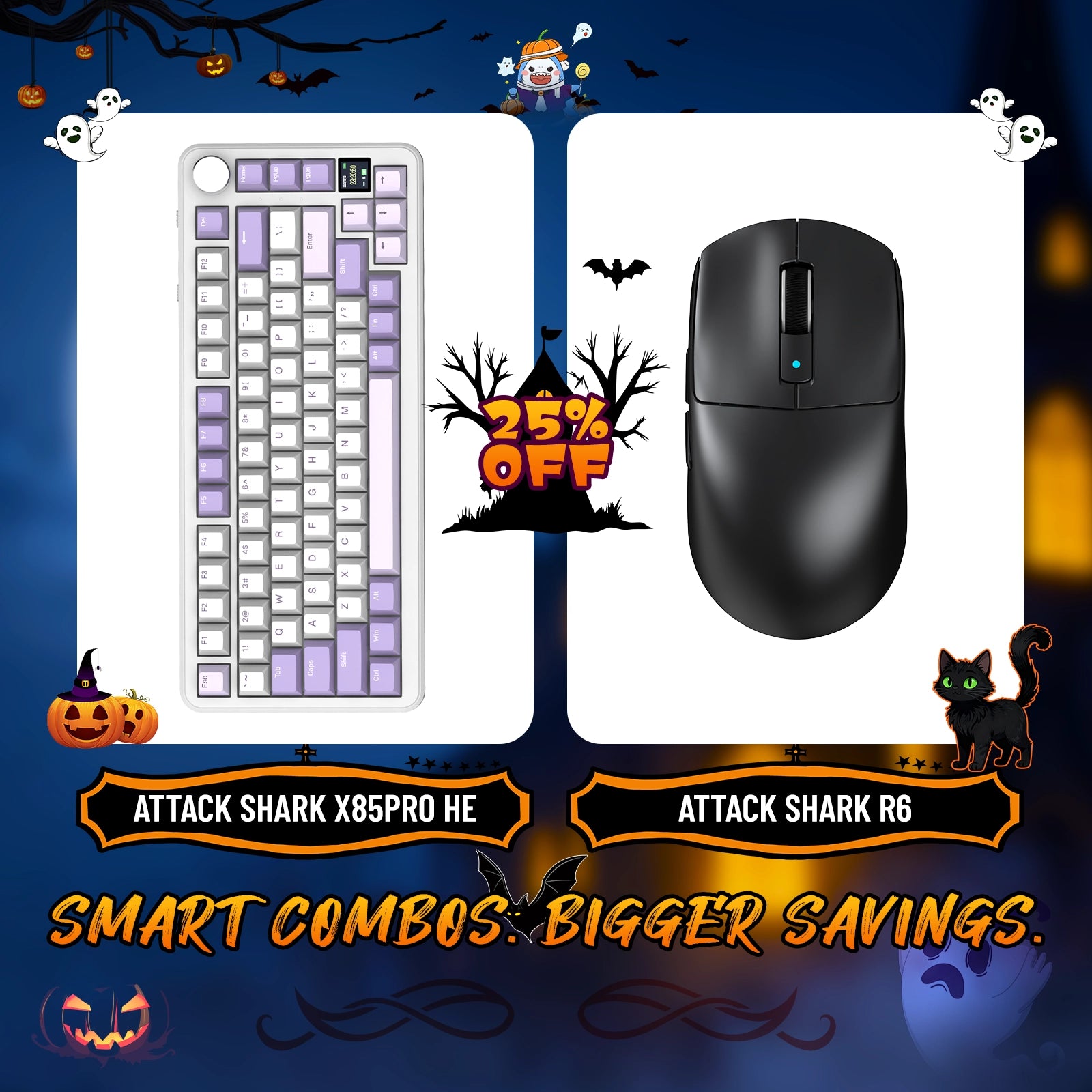 ATTACK SHARK X85PRO Tri-mode Gasket Mechanical Keyboard + R6 Wireless Gaming Mouse Bundle