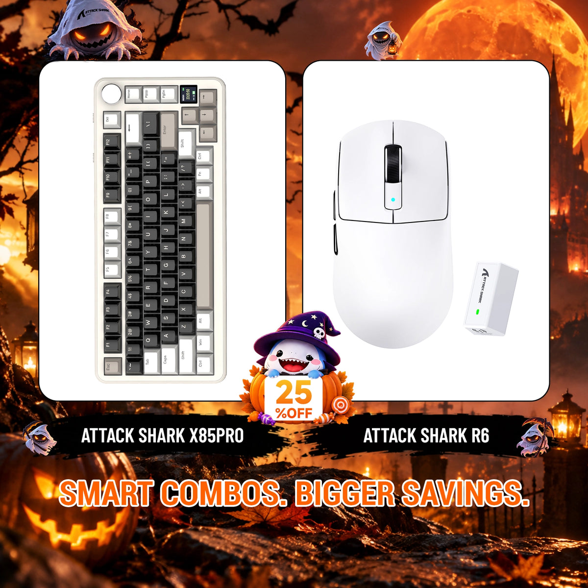 ATTACK SHARK X85 PRO Tri-Mode-Gasket-Mechaniktastatur + R6 kabelloses Gaming-Maus-Bundle