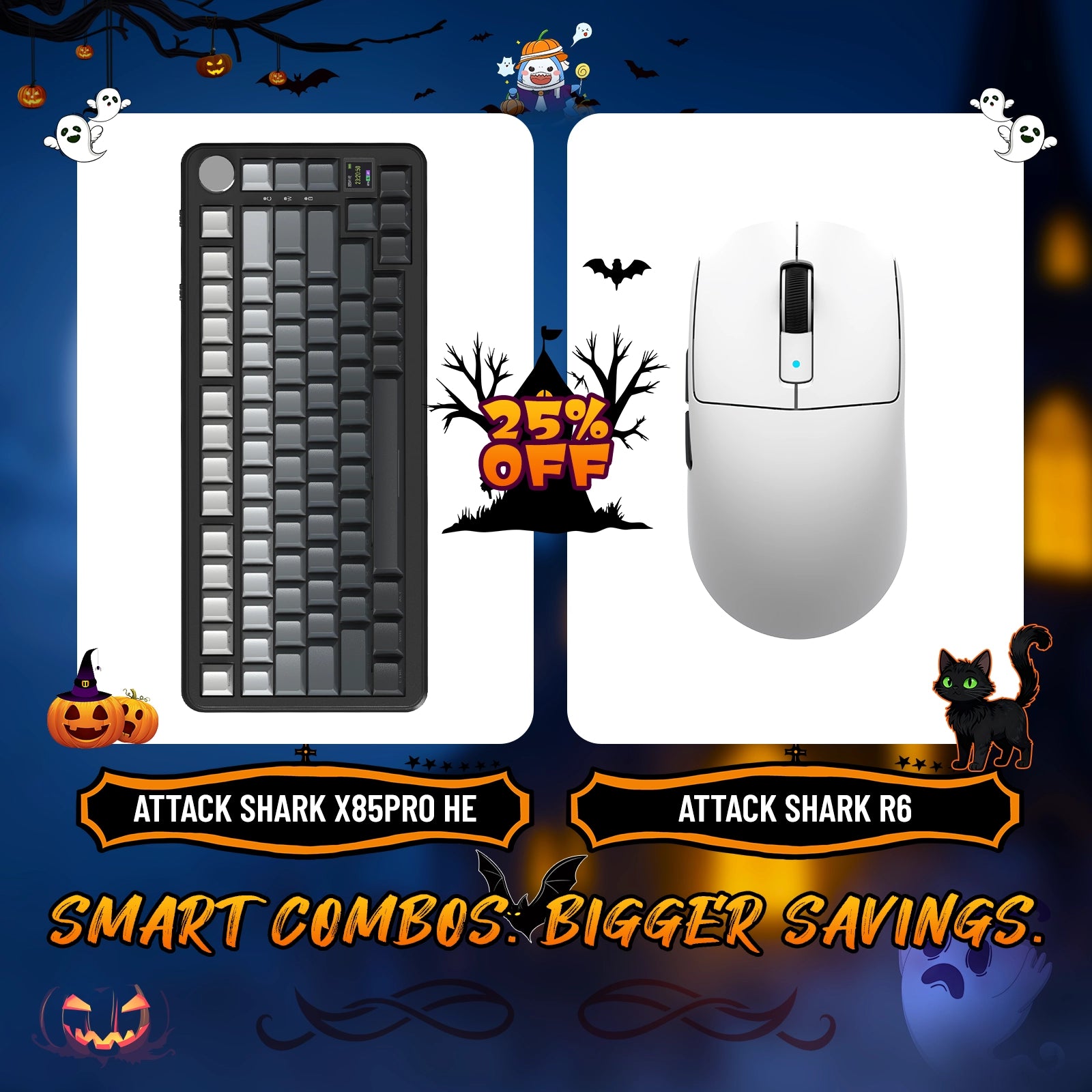 ATTACK SHARK X85PRO Tri-mode Gasket Mechanical Keyboard + R6 Wireless Gaming Mouse Bundle