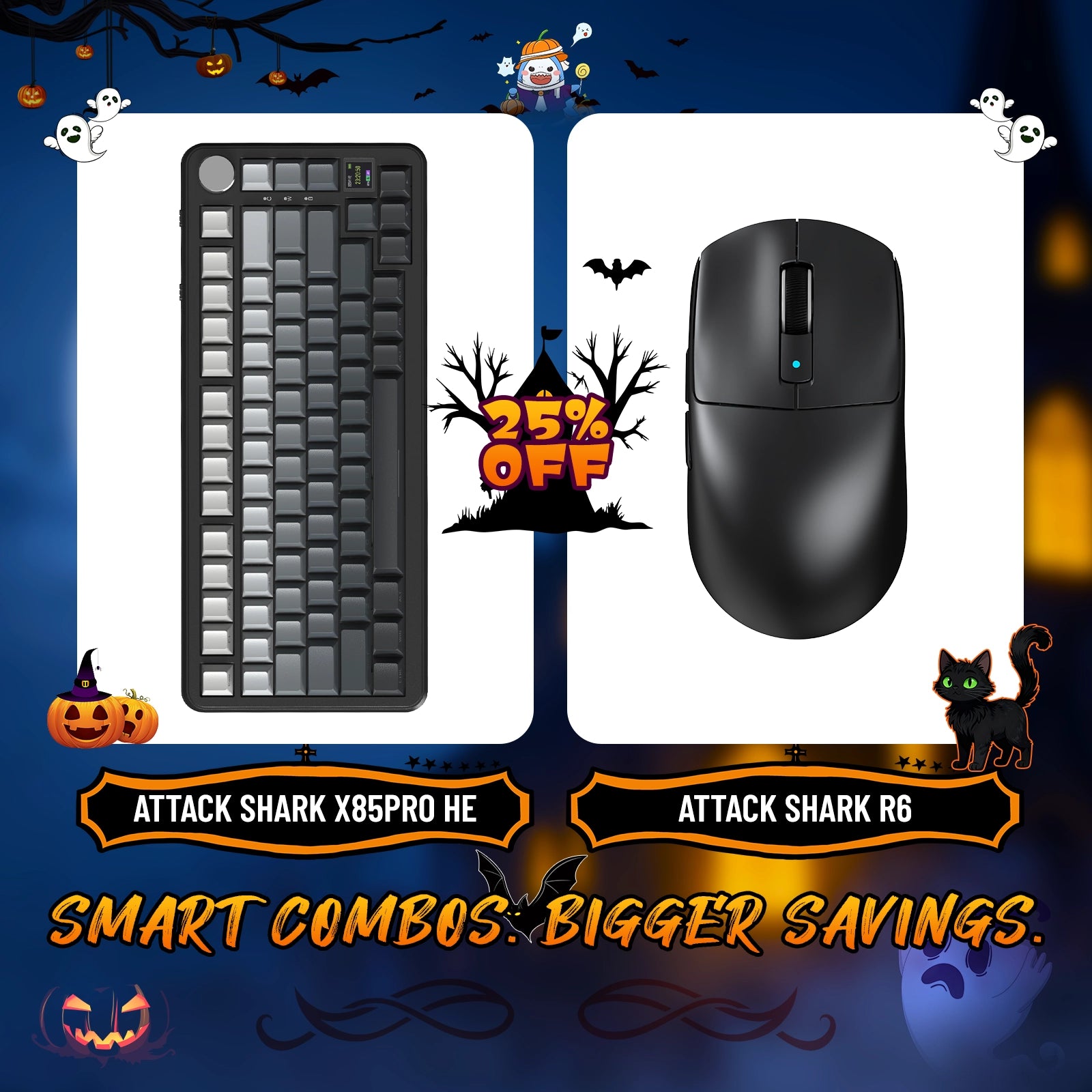 ATTACK SHARK X85PRO Tri-mode Gasket Mechanical Keyboard + R6 Wireless Gaming Mouse Bundle