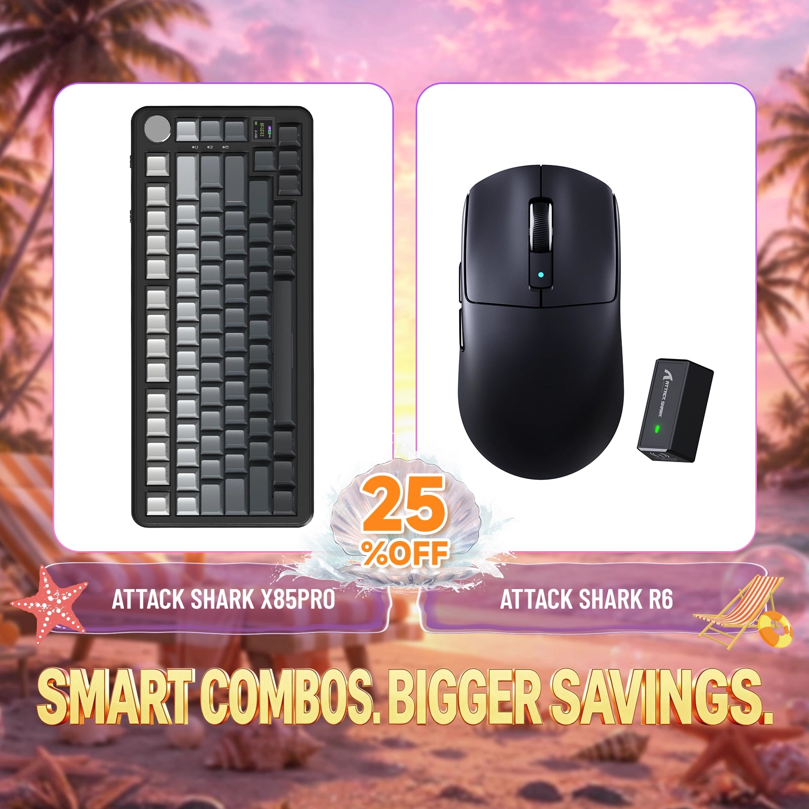 ATTACK SHARK X85PRO Tri-Modus Dichtung Mechanische Tastatur + R6 Kabellose Gaming-Maus Bundle