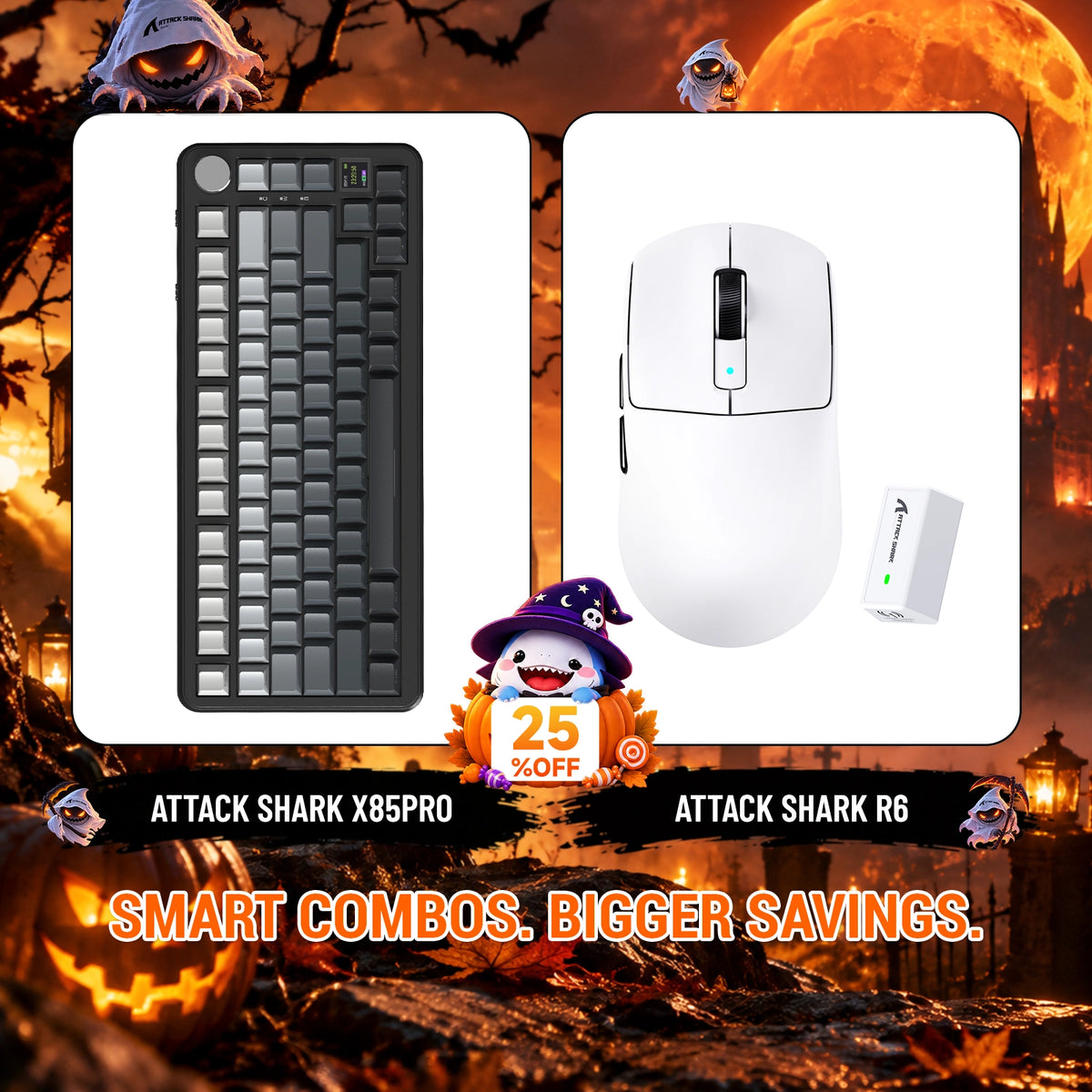 ATTACK SHARK X85 PRO Tri-Mode-Gasket-Mechaniktastatur + R6 kabelloses Gaming-Maus-Bundle