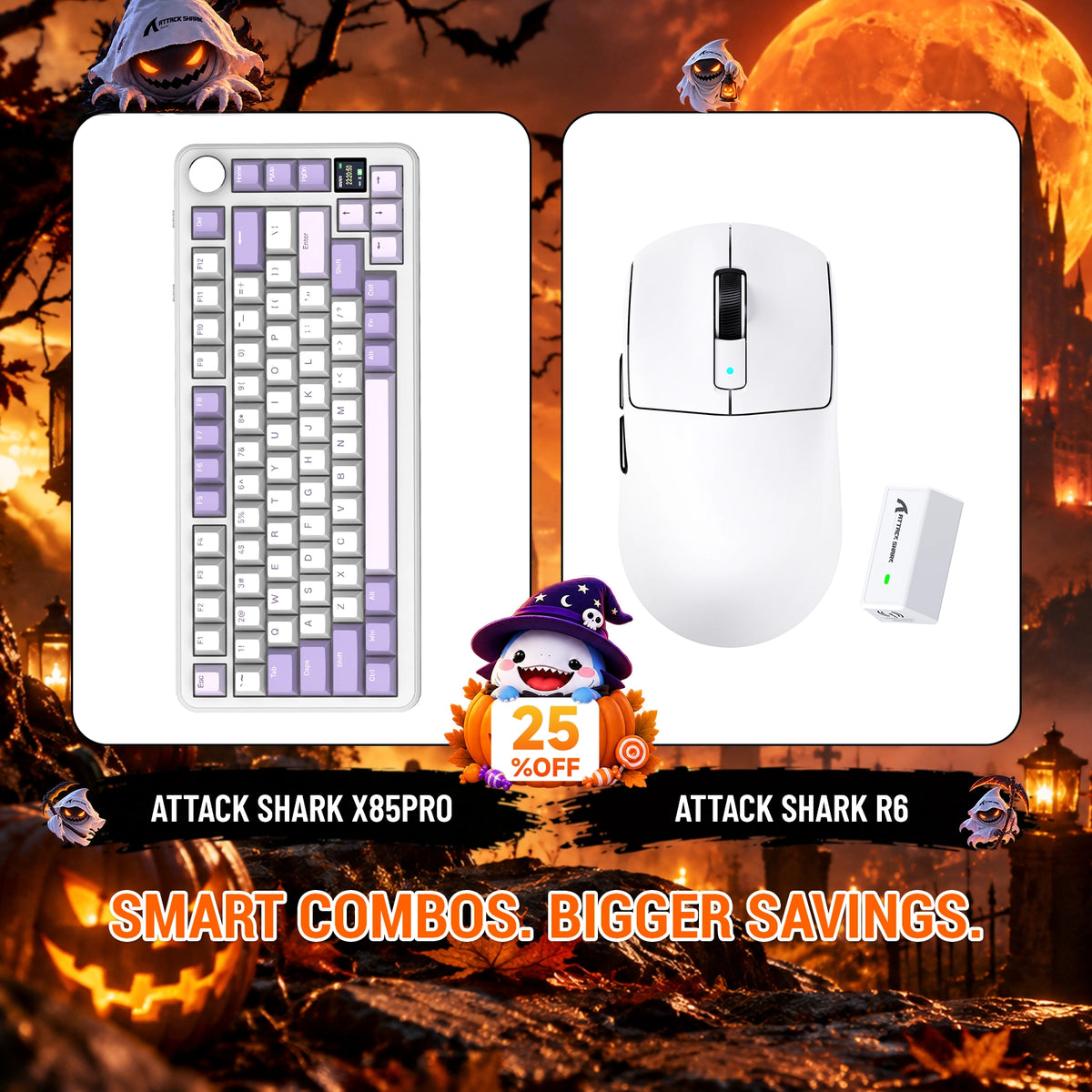 ATTACK SHARK X85 PRO Tri-Mode-Gasket-Mechaniktastatur + R6 kabelloses Gaming-Maus-Bundle