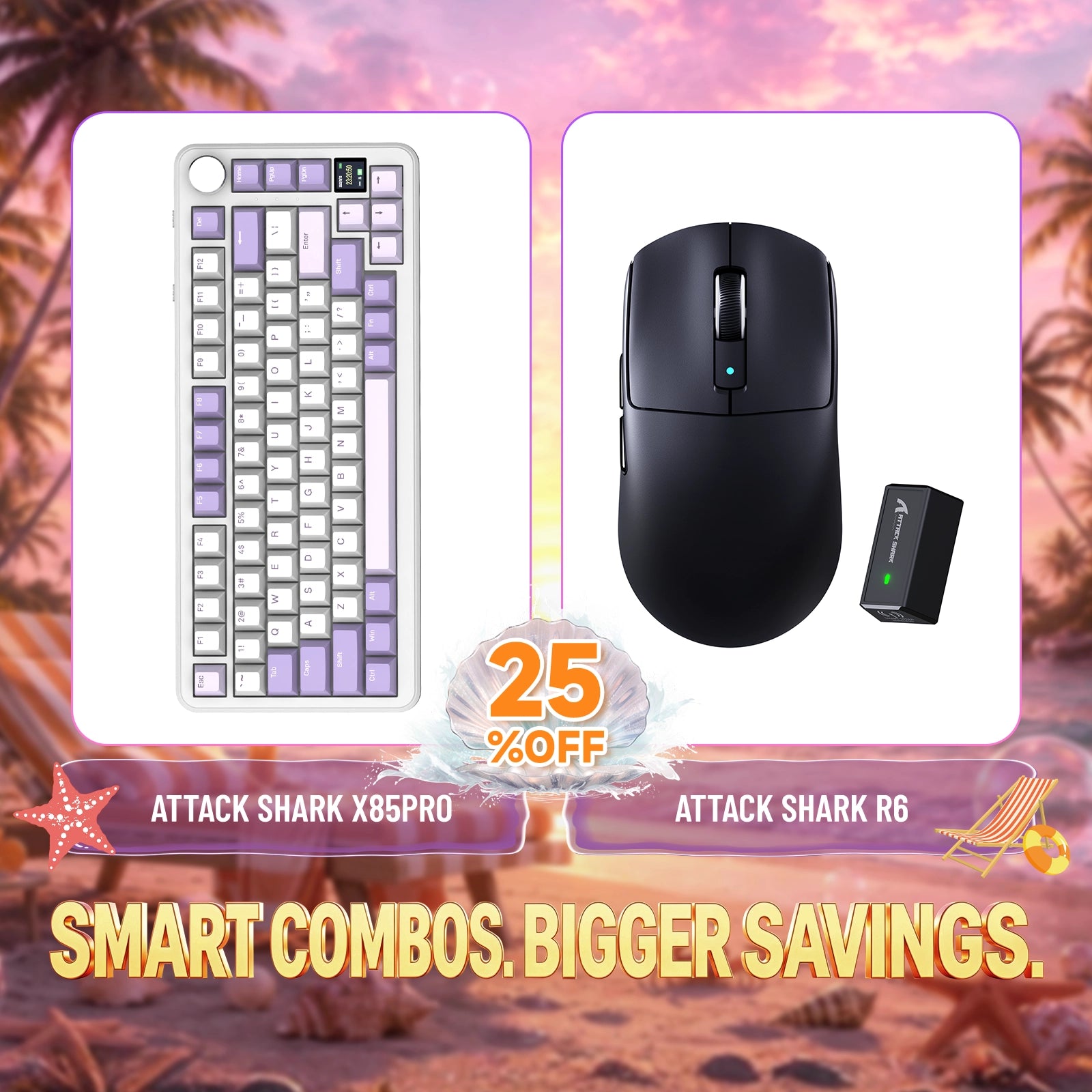 ATTACK SHARK X85PRO Tri-Modus Dichtung Mechanische Tastatur + R6 Kabellose Gaming-Maus Bundle