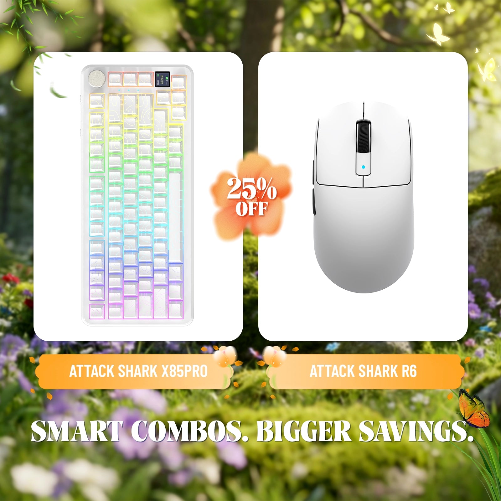 ATTACK SHARK X85PRO Tri-Mode Gasket Mechanische Tastatur + R6 Kabellose Gaming-Maus im Bundle