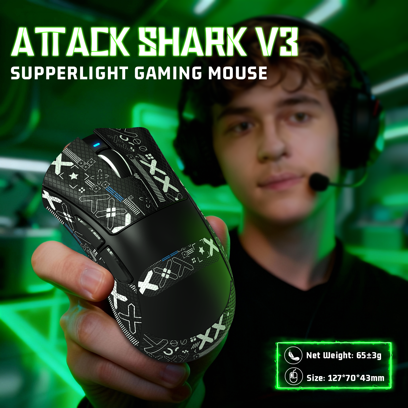 ATTACK SHARK V3 Ultraleichte Tri-Mode Gaming-Maus