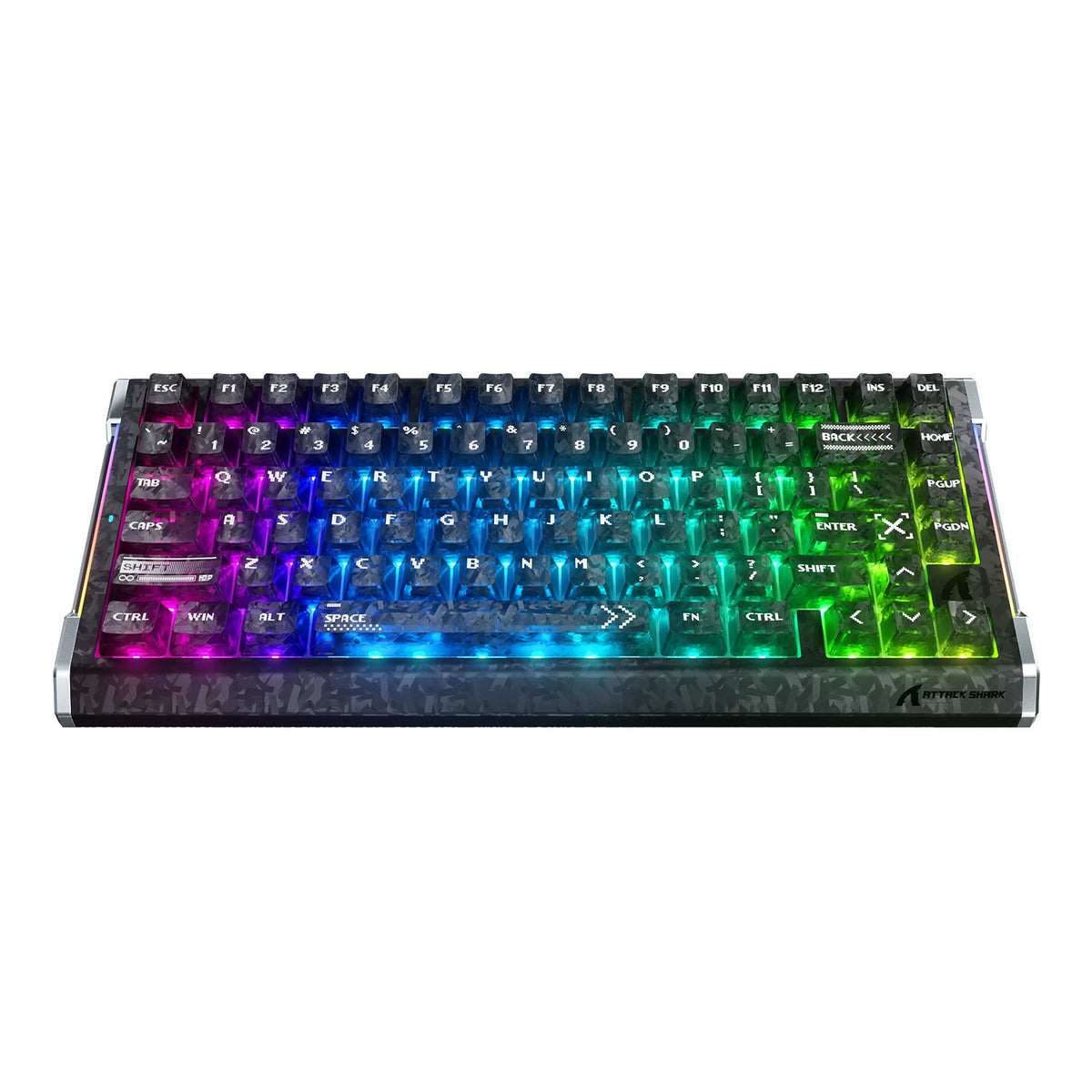 ATTACK SHARK R86 HE Carbonfaser-Gaming-Tastatur mit magnetischen Schaltern, Rapid Trigger, Kabelanschluss und C01 ULTRA RGB-Spiralkabel