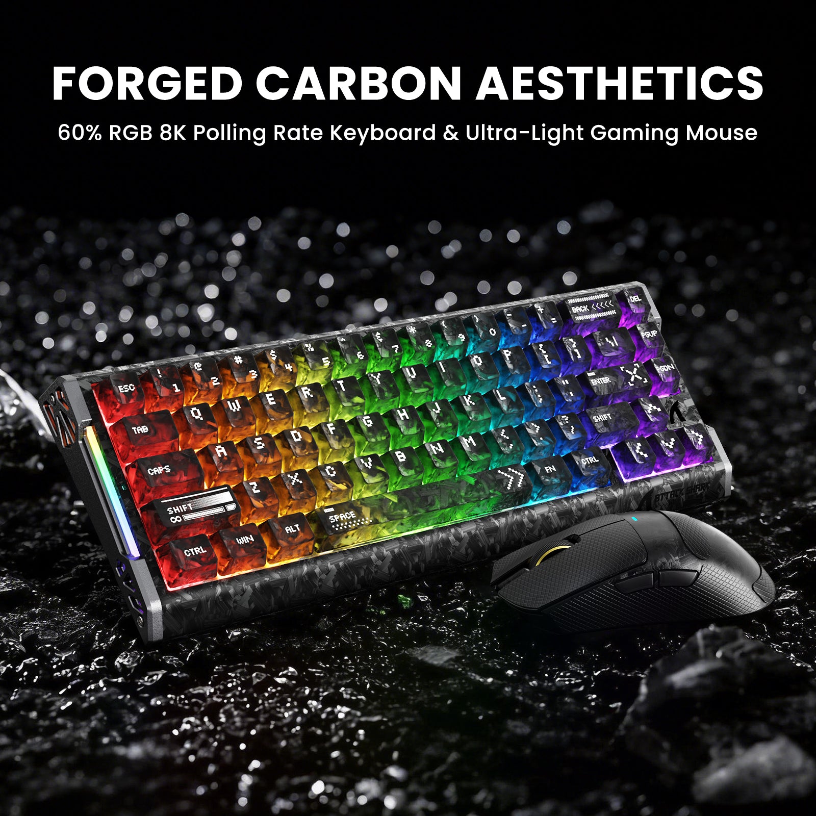 ATTACK SHARK R68 HE & X11 ULTRA Carbon Fiber Gaming-Bundle mit C01 ULTRA Spiralkabel