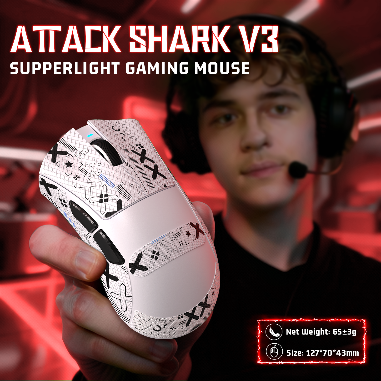 ATTACK SHARK V3 Ultraleichte Tri-Mode Gaming-Maus
