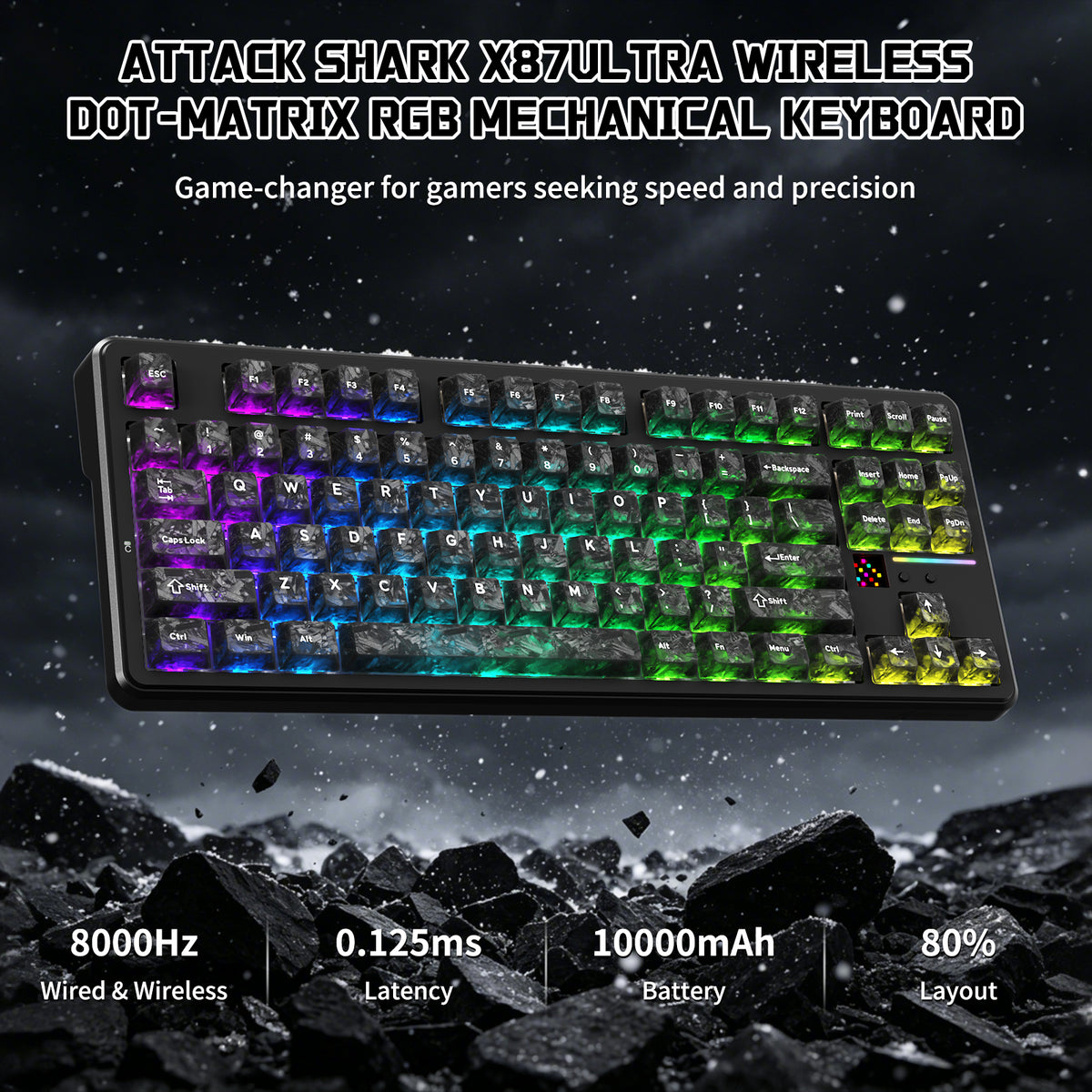 ATTACK SHARK X87 ULTRA Kabellose mechanische Tastatur mit 8K Wireless-Empfänger