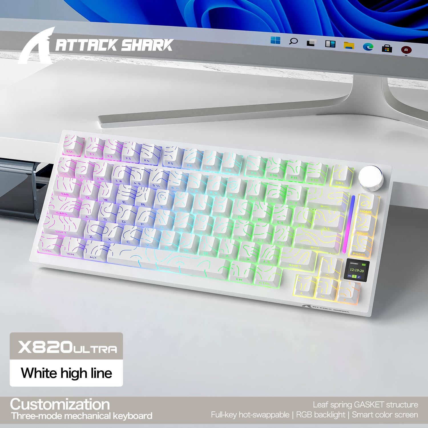 ATTACK SHARK X820Ultra Tri-Mode-Dichtungs-Mechanische Tastatur
