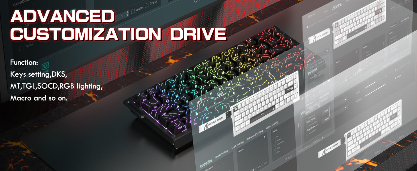 ATTACK SHARK X68PRO HE Kabellose Rapid Trigger-Tastatur mit Spiralkabel