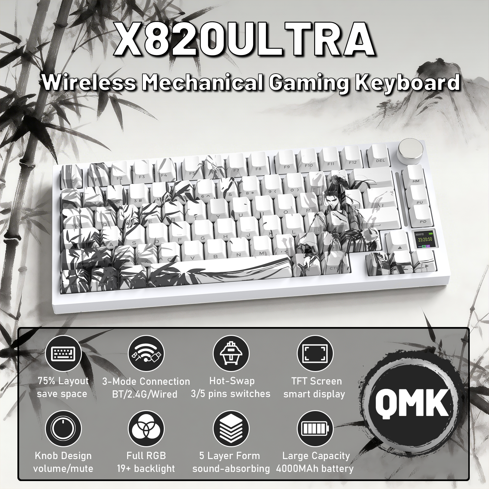 ATTACK SHARK X820ULTRA Mechanische Tastatur mit C01ULTRA Spiralkabel