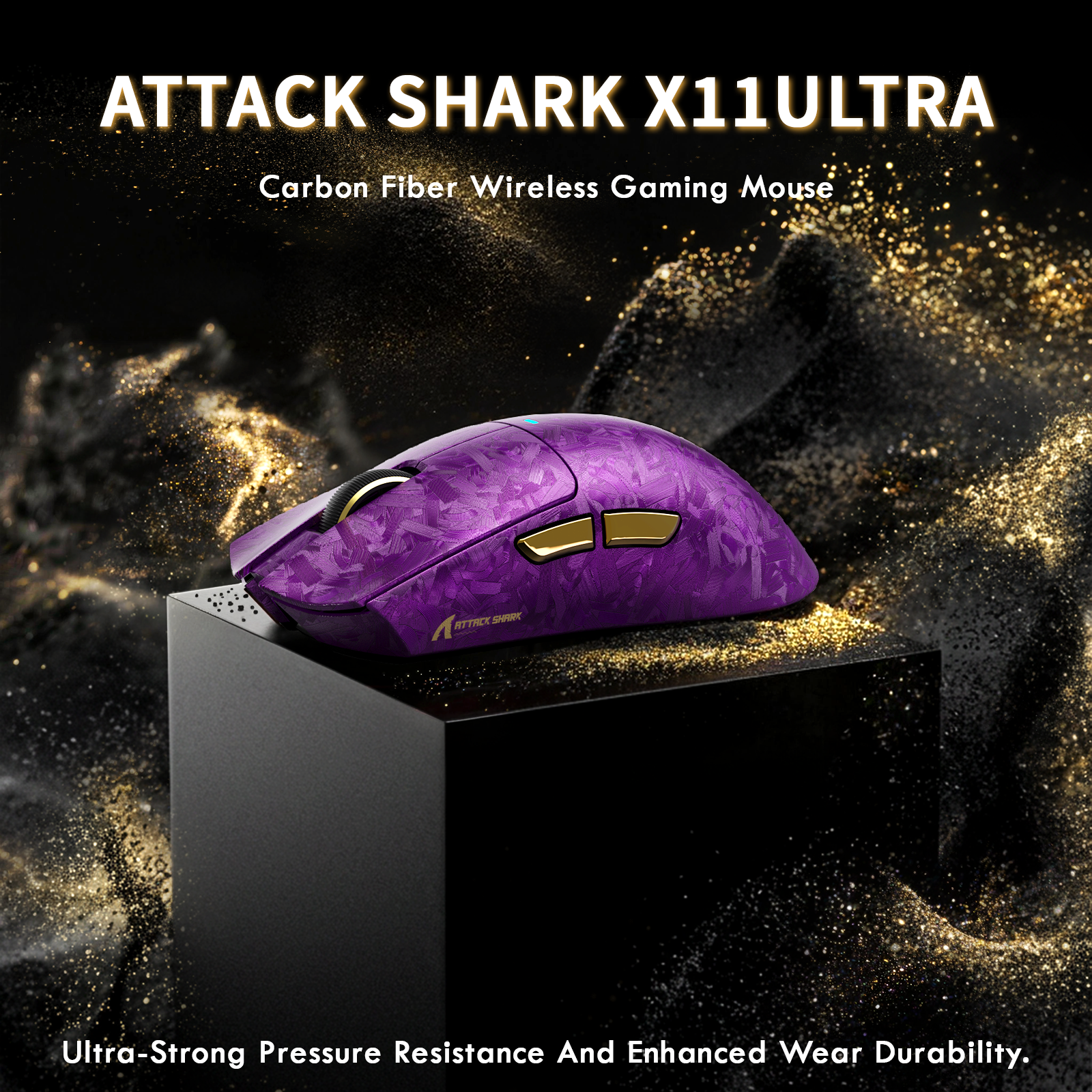 ATTACK SHARK X11 ULTRA Carbonfaser Kabellose Gaming-Maus mit C06 Ultra LED-Kabel