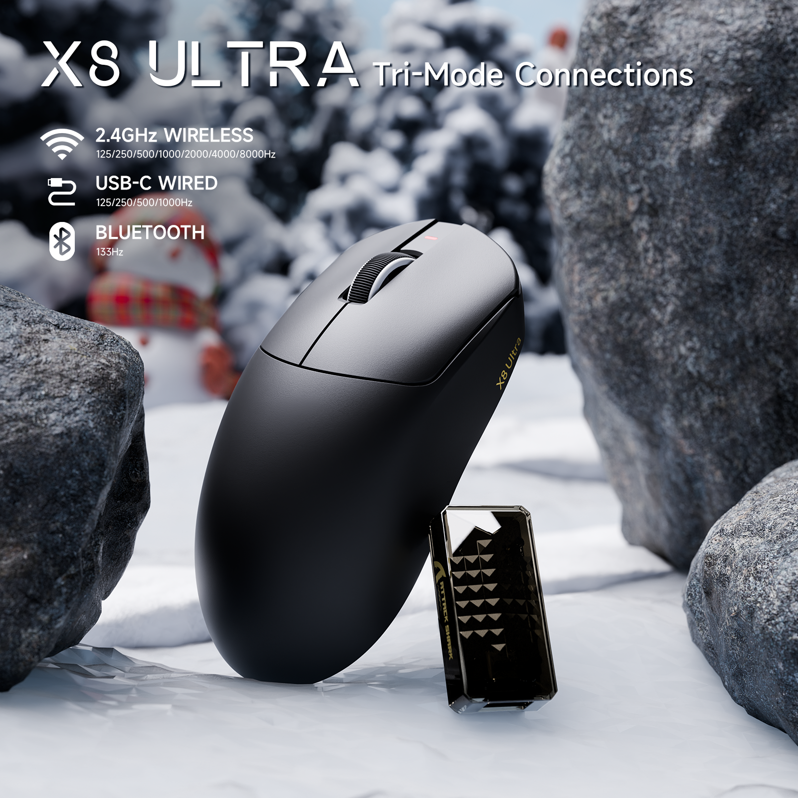 ATTACK SHARK X8 Ultra Tri-Mode Kabellose Gaming-Maus mit C06 Ultra-Kabel