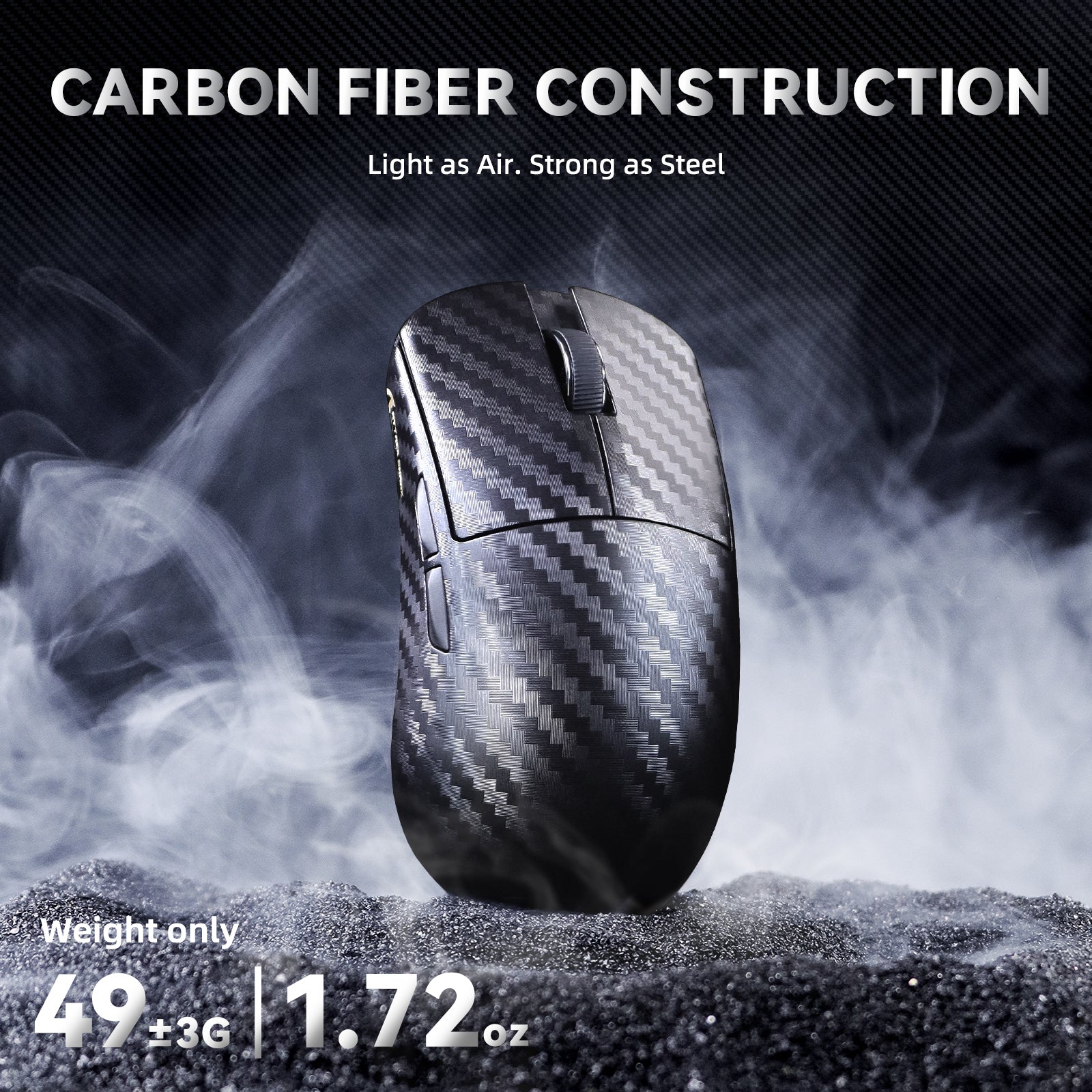 ATTACK SHARK R11 ULTRA Carbon Fiber Wireless 8K PAW3950MAX Gaming-Maus mit C06 Ultra LED-Kabel