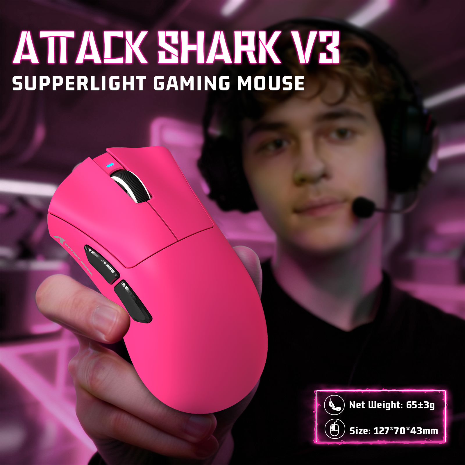 ATTACK SHARK V3 Ultraleichte Tri-Mode Gaming-Maus