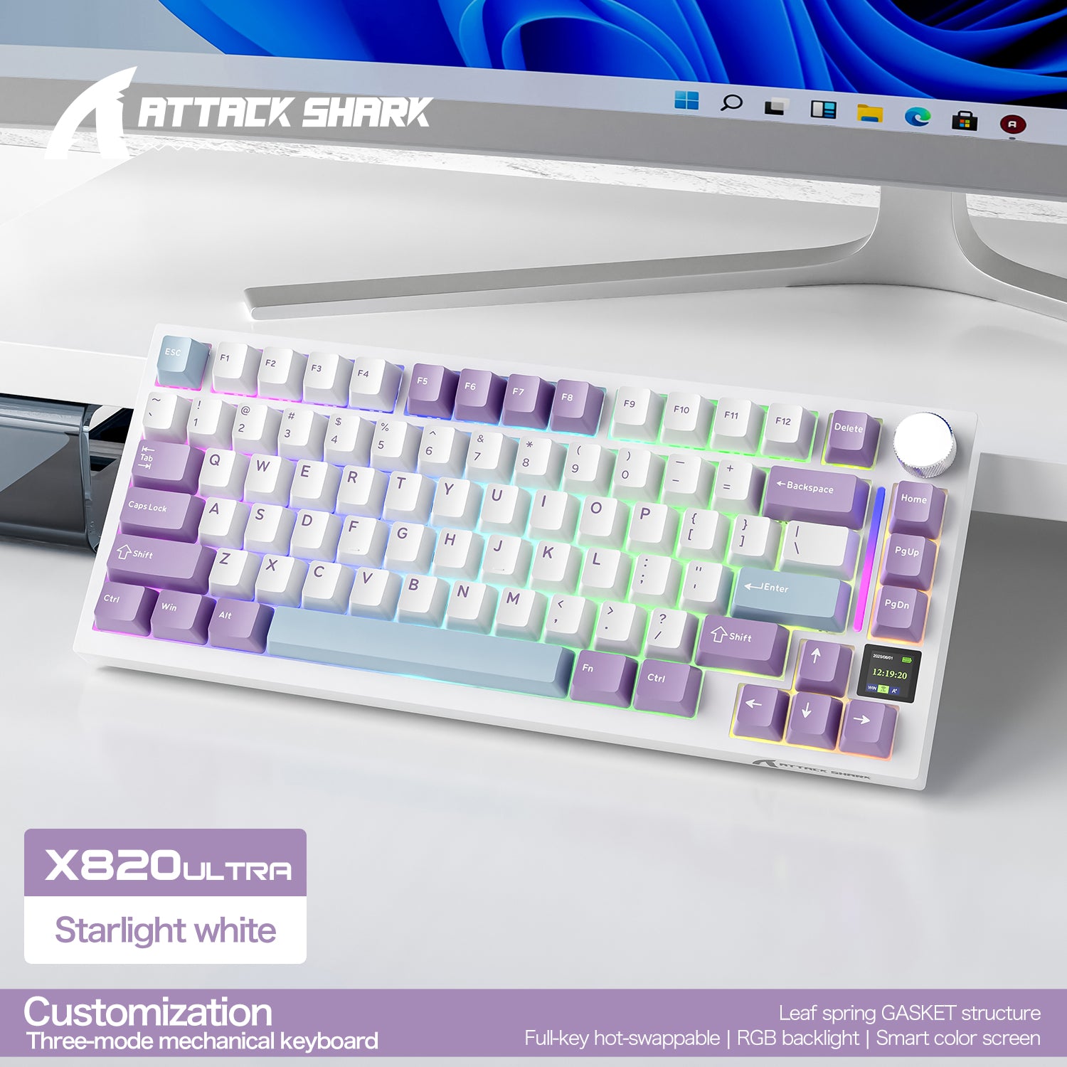 ATTACK SHARK X820Ultra Tri-Mode-Dichtungs-Mechanische Tastatur