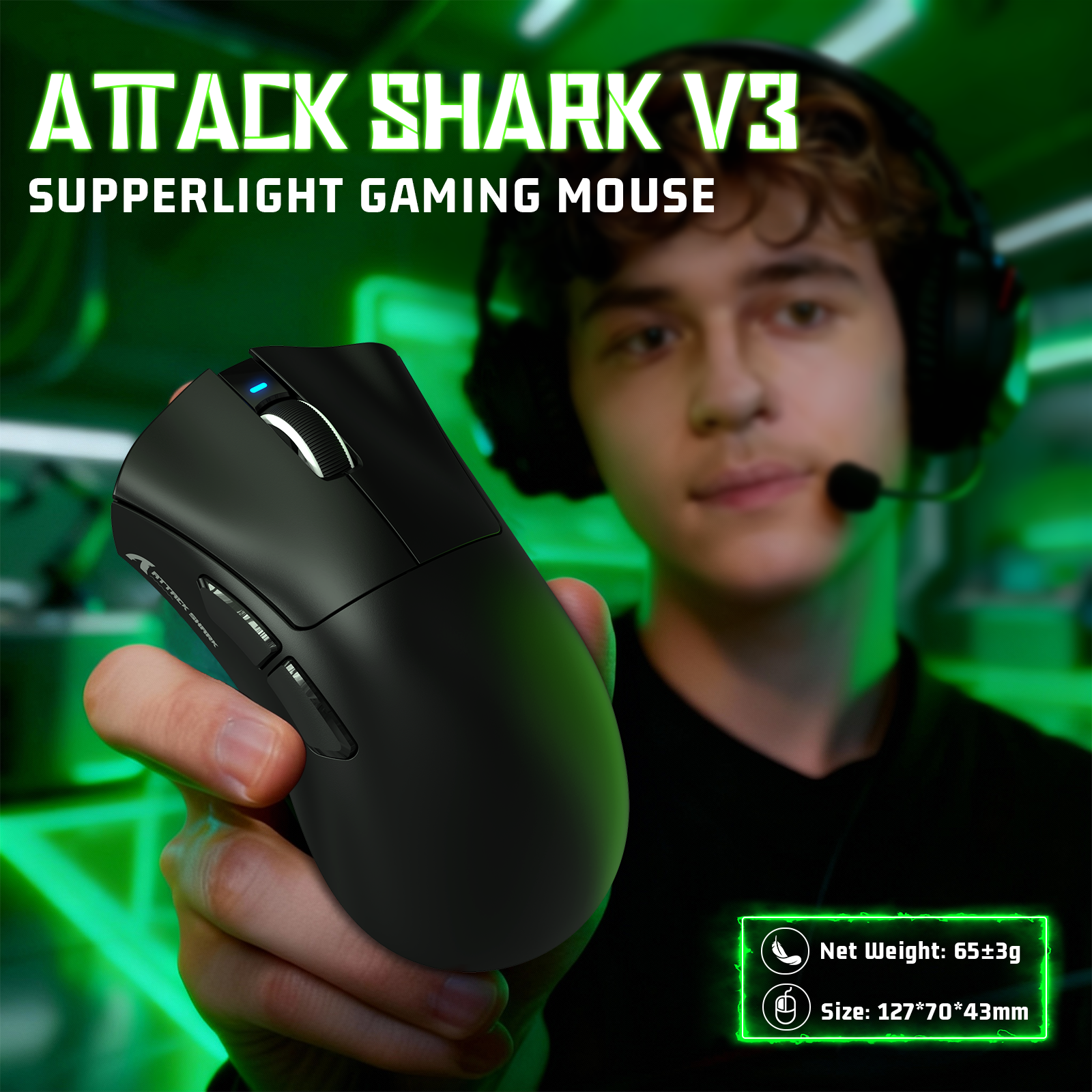 ATTACK SHARK V3 Ultraleichte Tri-Mode Gaming-Maus