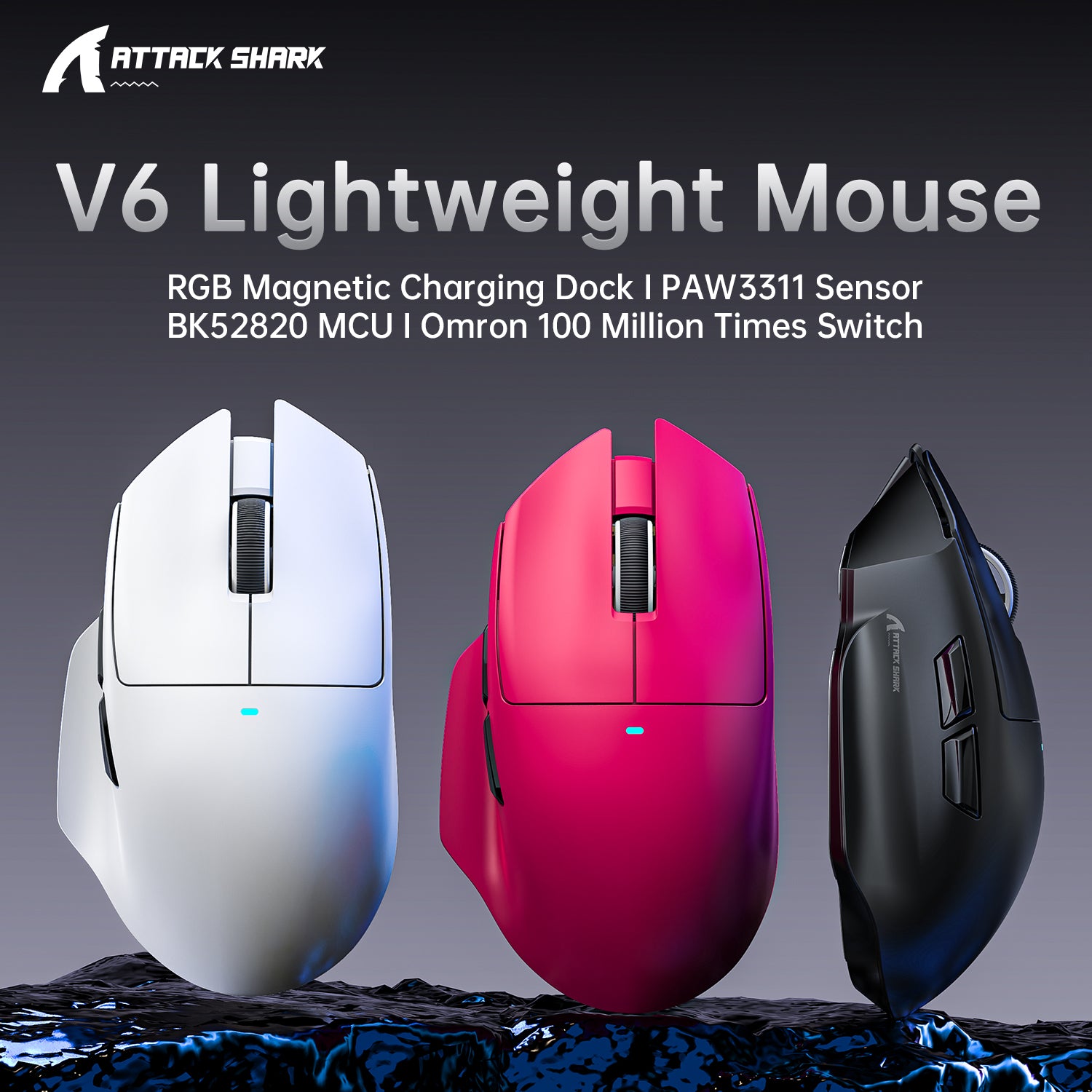 ATTACK SHARK V6 Ultraleichte Tri-Mode Gaming-Maus
