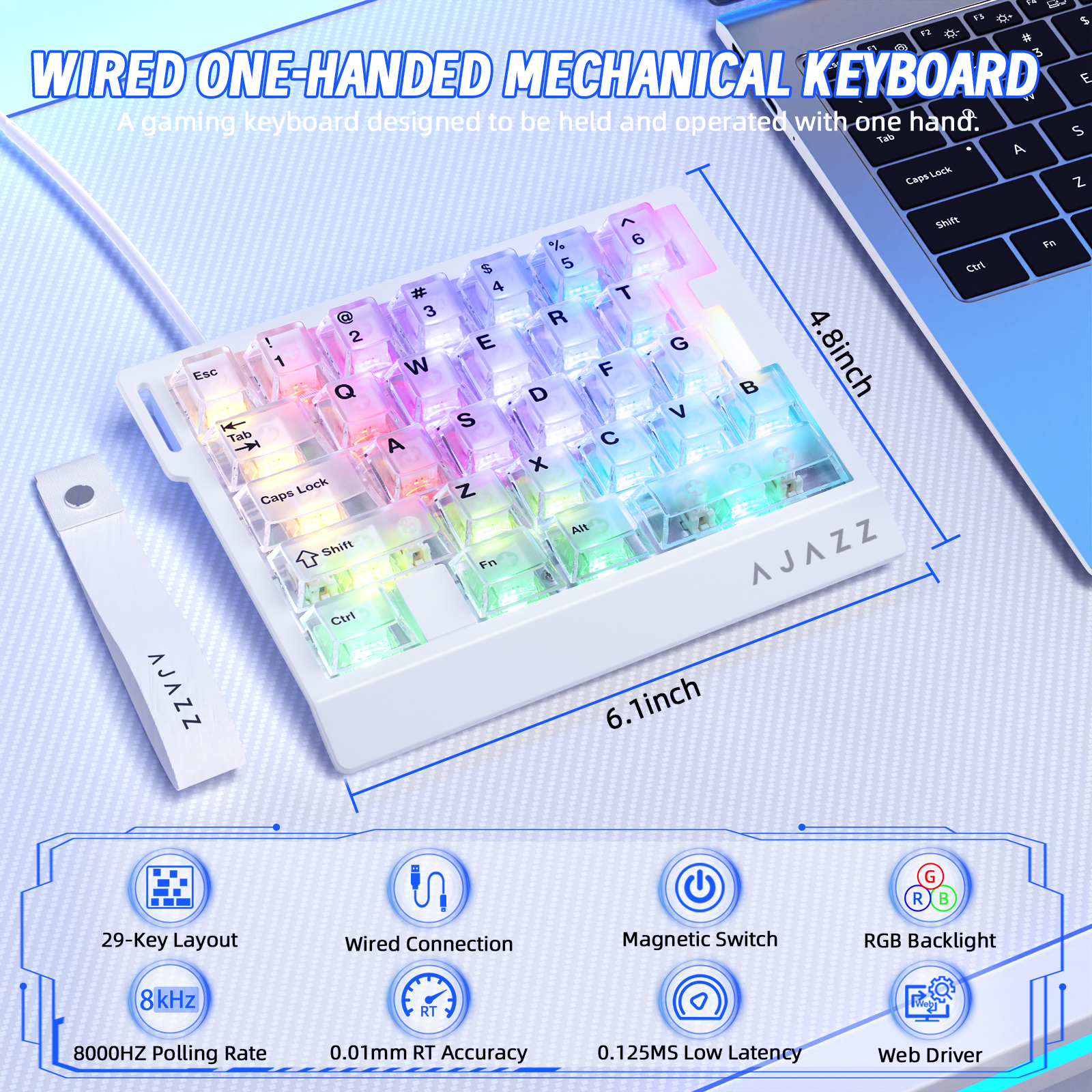 ATTACK SHARK X AJAZZ AK029 Wired One-Handed Gaming Keyboard
