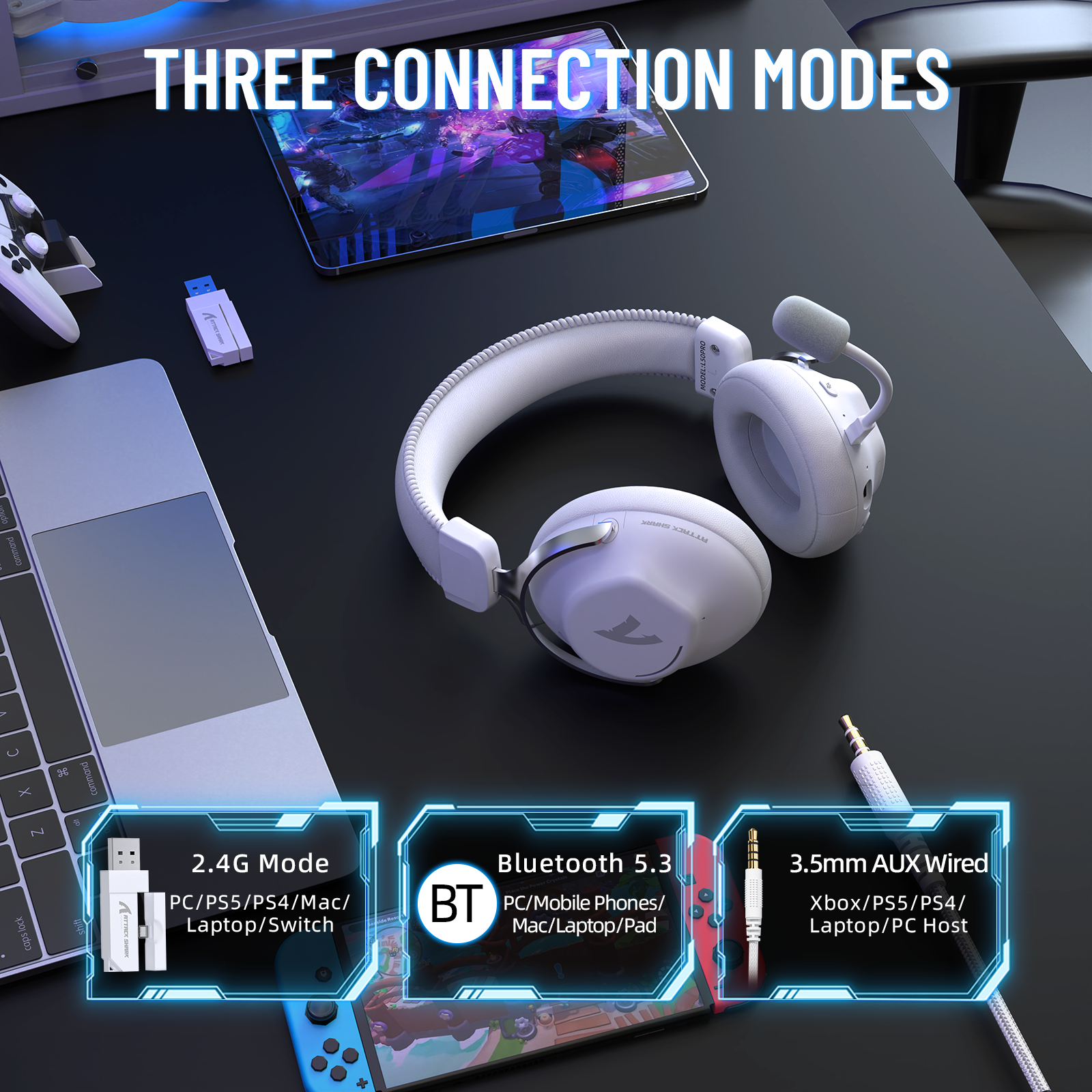ATTACK SHARK L50 PRO Tri-Modus Kabelloses Gaming-Headset