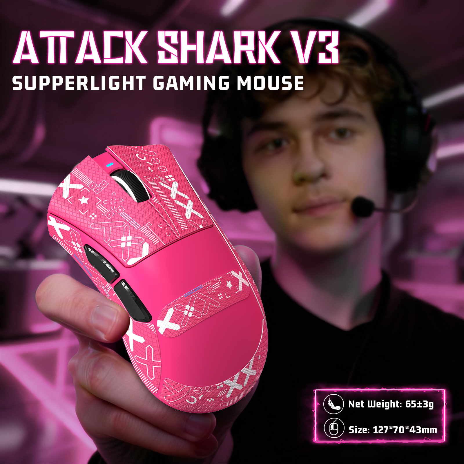 ATTACK SHARK V3 Ultraleichte Tri-Mode Gaming-Maus