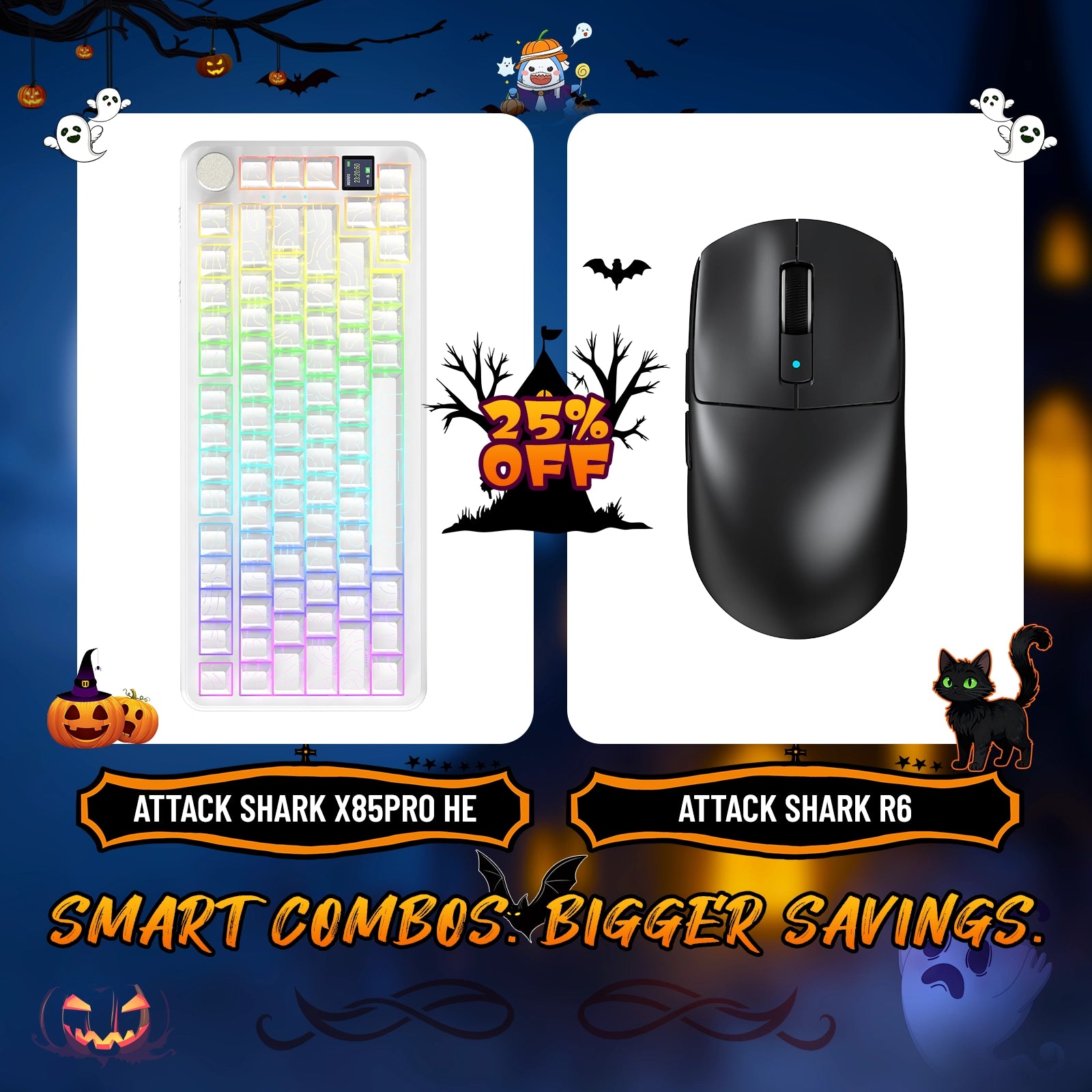 ATTACK SHARK X85PRO Tri-mode Gasket Mechanical Keyboard + R6 Wireless Gaming Mouse Bundle