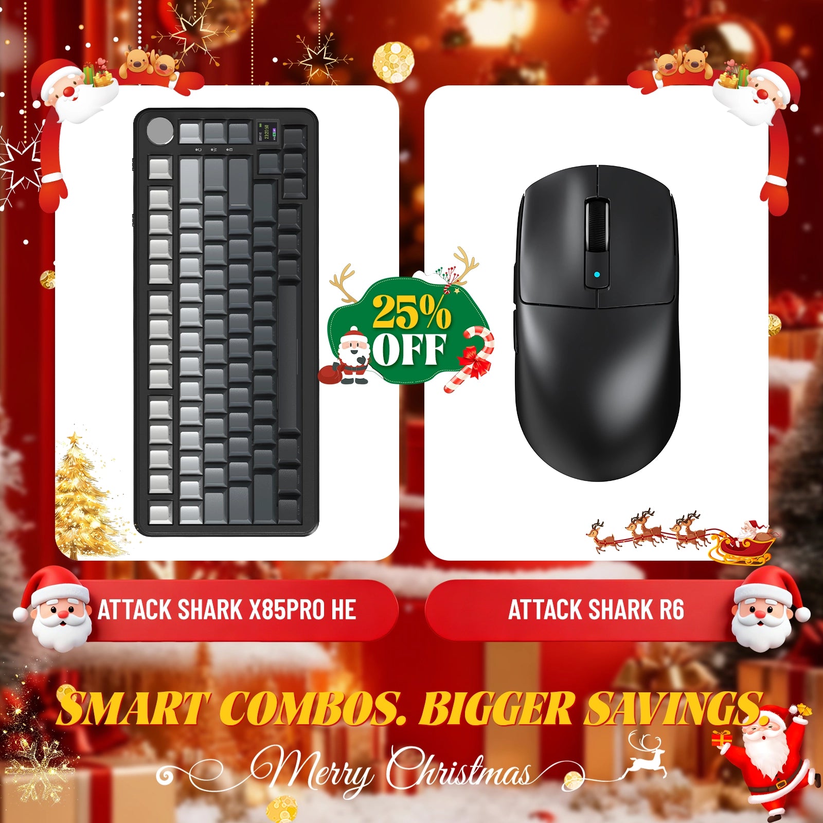 ATTACK SHARK X85PRO Tri-mode Gasket Mechanical Keyboard + R6 Wireless Gaming Mouse Bundle