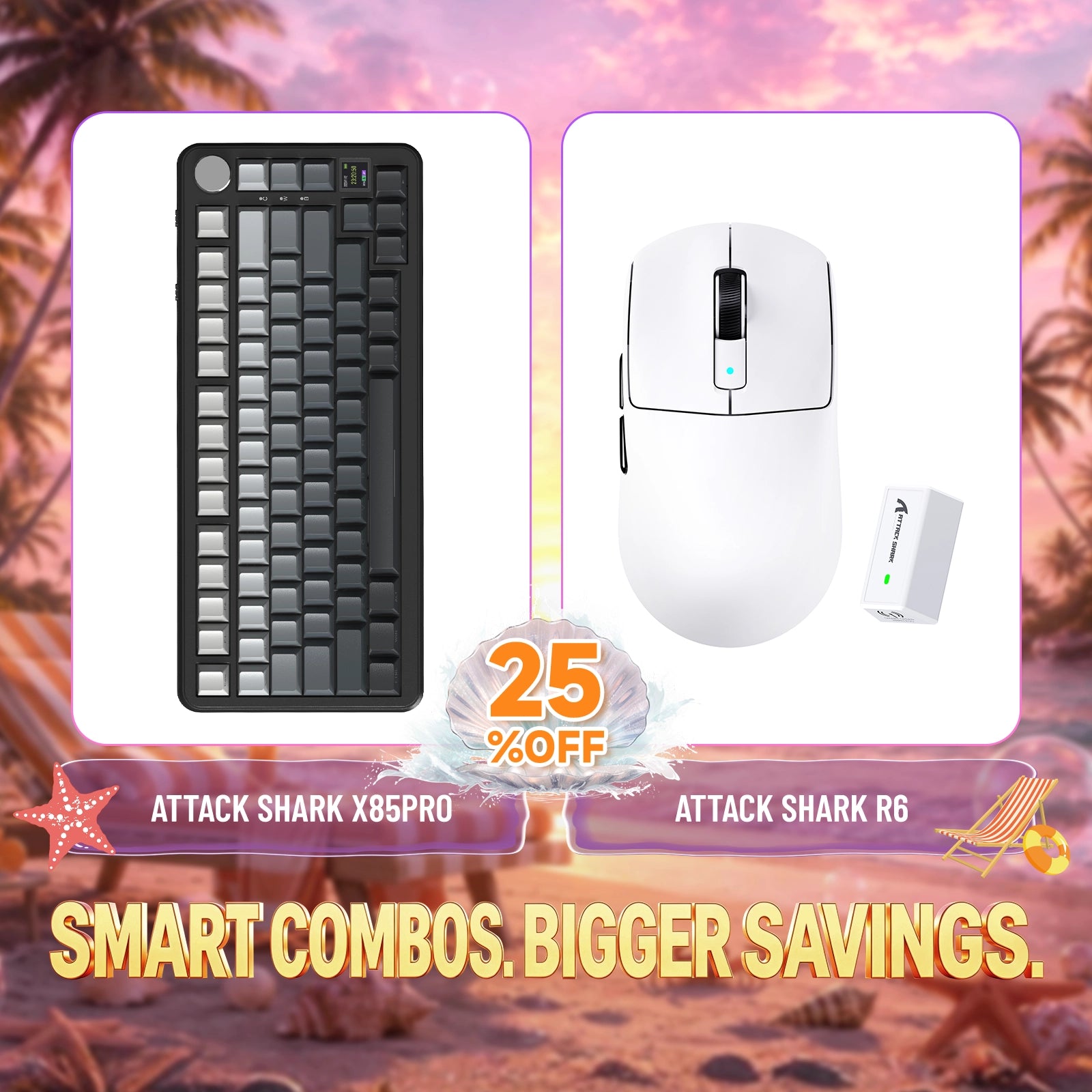 ATTACK SHARK X85PRO Tri-Modus Dichtung Mechanische Tastatur + R6 Kabellose Gaming-Maus Bundle
